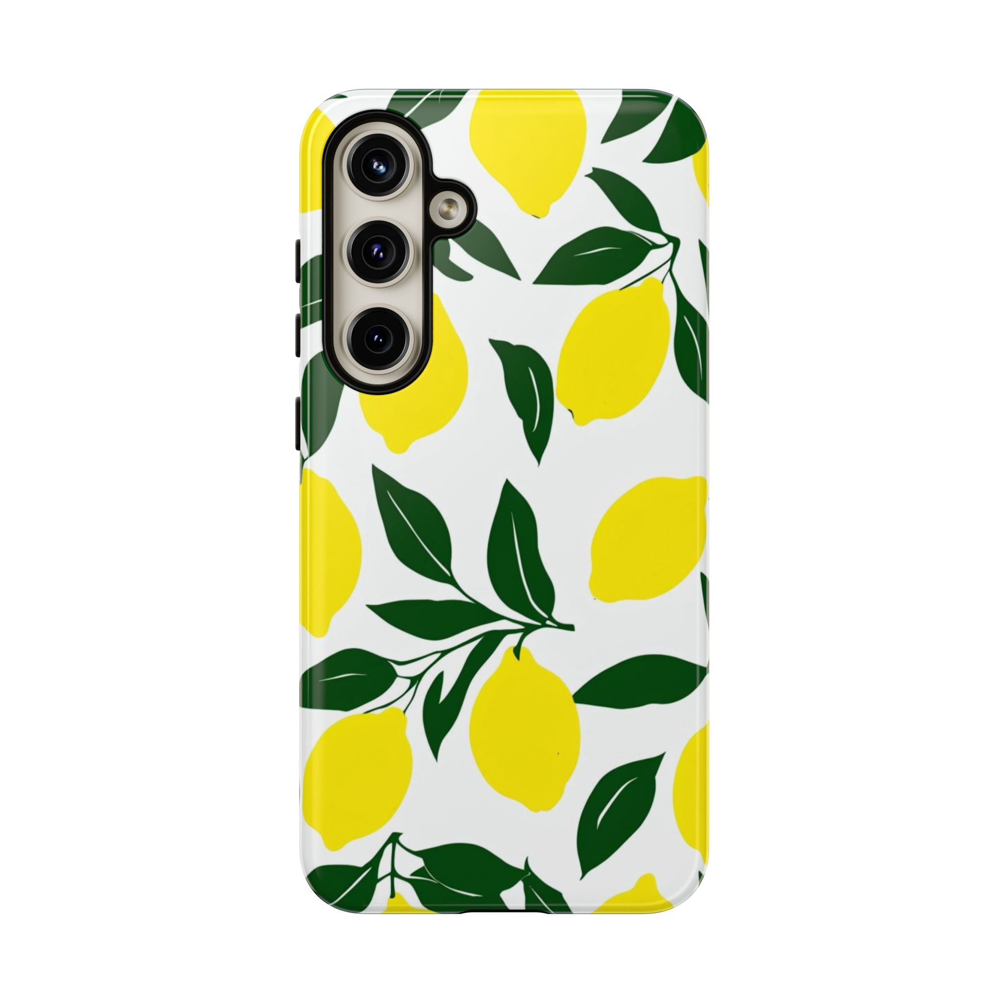 Lemon Pattern Tough Phone Case — Bright Citrus Protective Cover