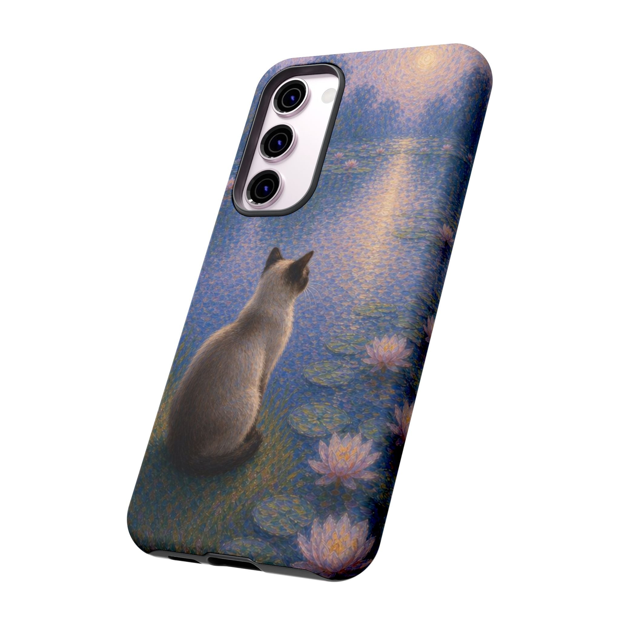 Cat Moonlight Phone Case — Serene Siamese by Lily Pond