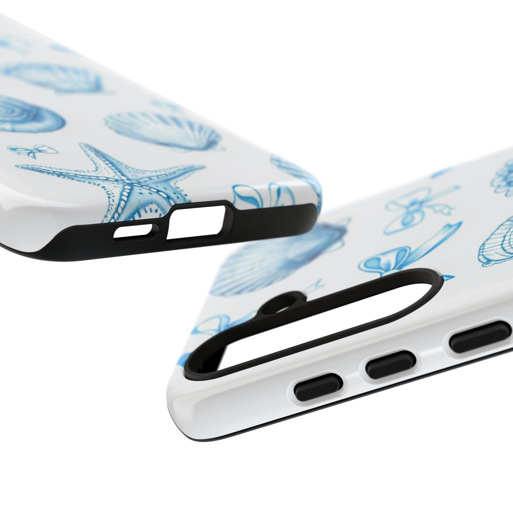Seaside Shells Phone Case — Blue Nautical Shell & Starfish Pattern