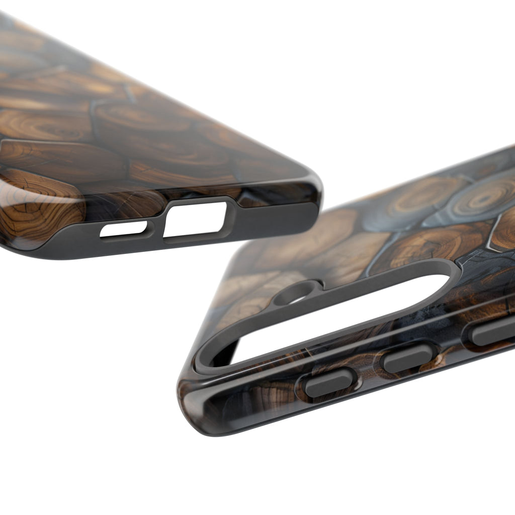 Wood Grain Hex Phone Case — Rustic Geometric iPhone Protection