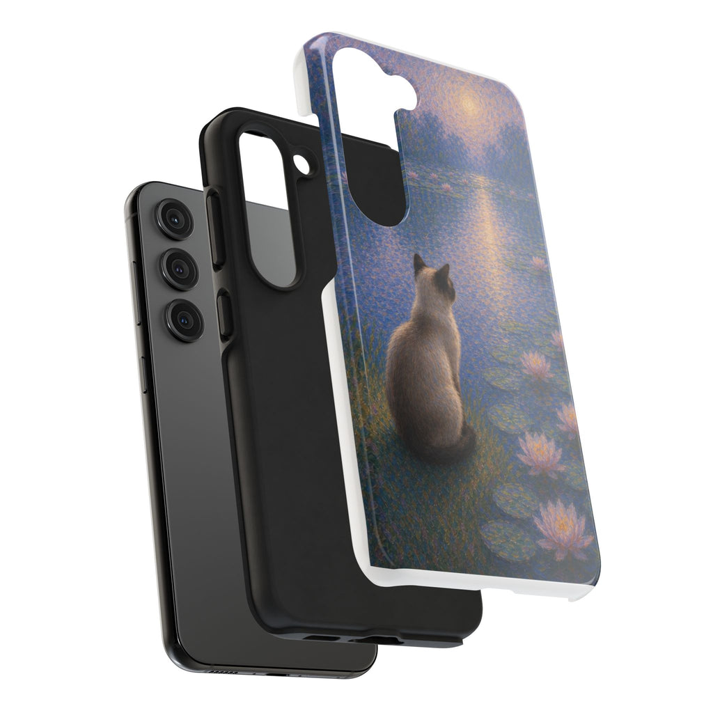Siamese Cat by Moonlight Tough Phone Case – Waterlily Dream Protective Cover