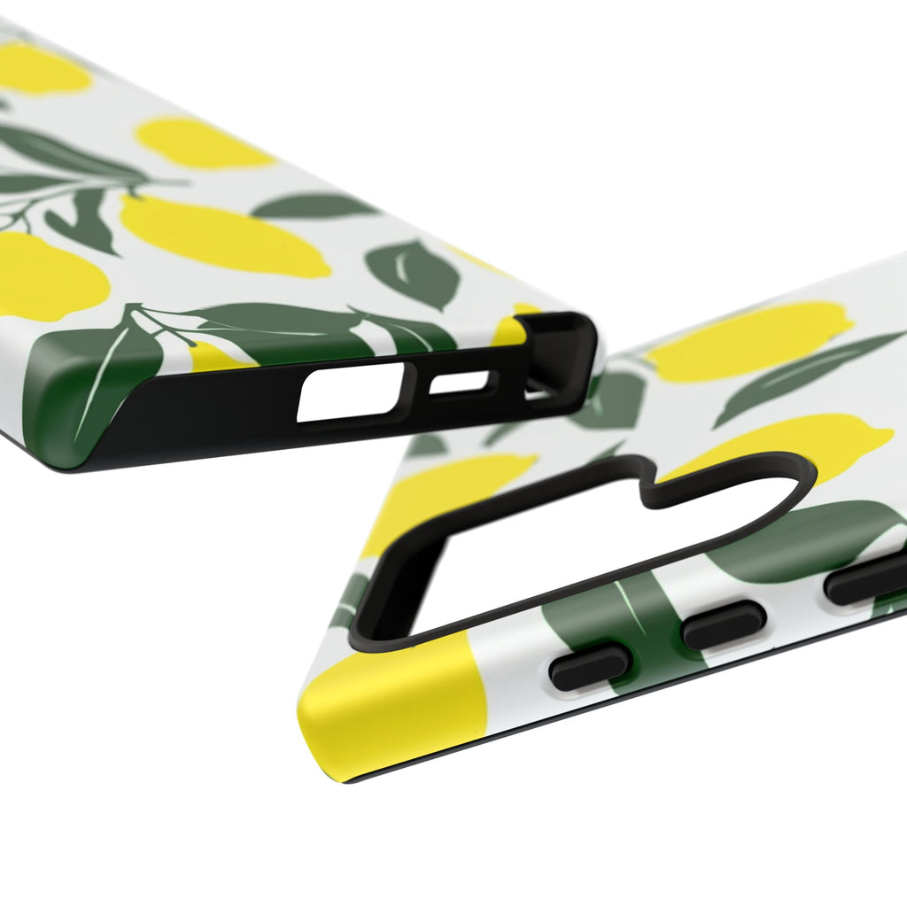 Lemon Pattern Tough Phone Case — Bright Citrus Protective Cover