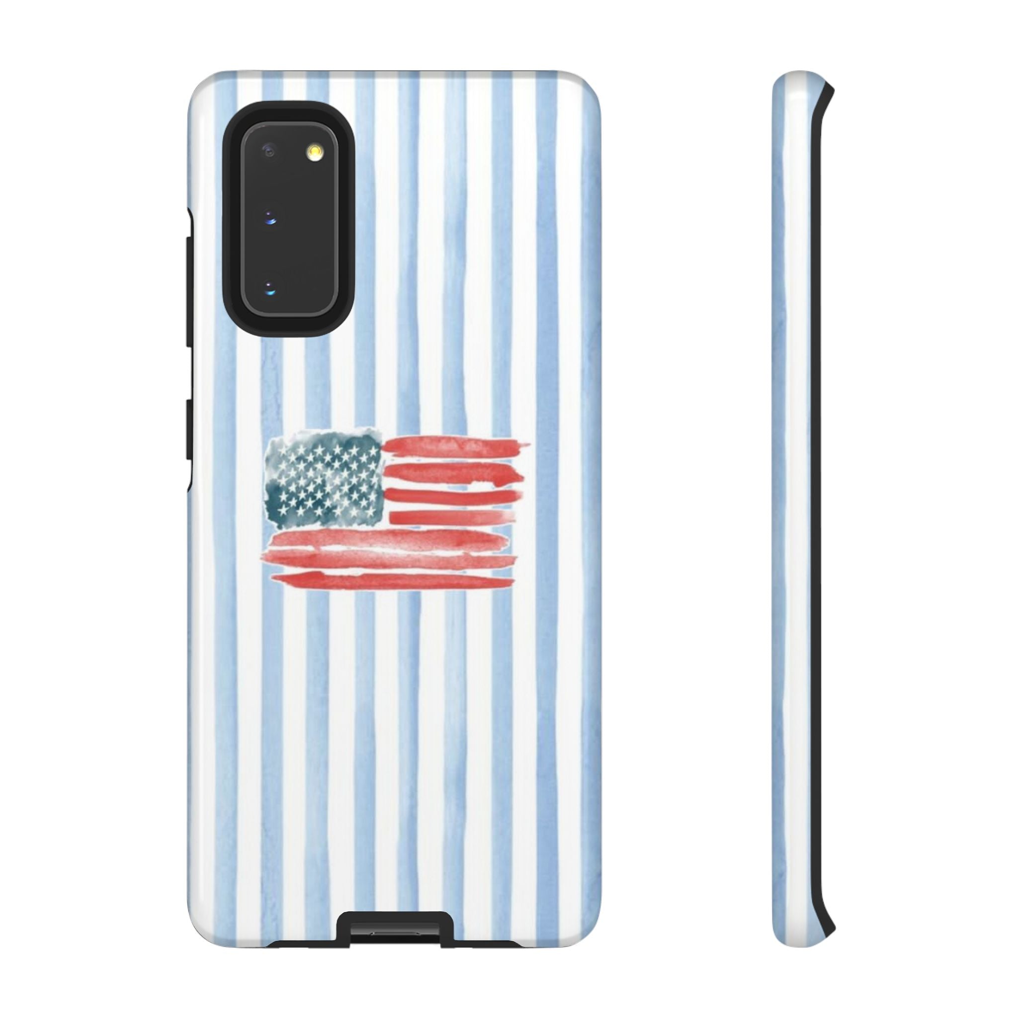 American Flag Watercolor Phone Case - Blue Stripe Tough Case
