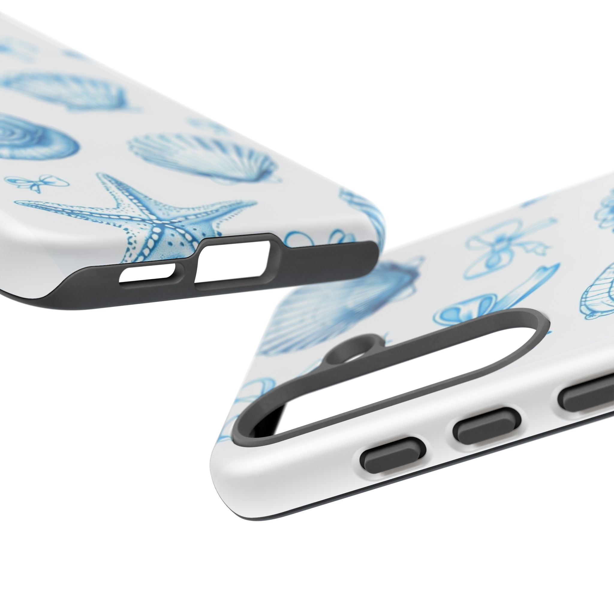 Seaside Shells Phone Case — Blue Nautical Shell & Starfish Pattern