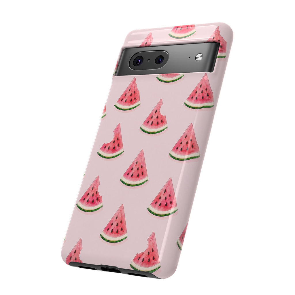Watermelon Pattern Tough Phone Case — Pink Fruit Slice Protective Case