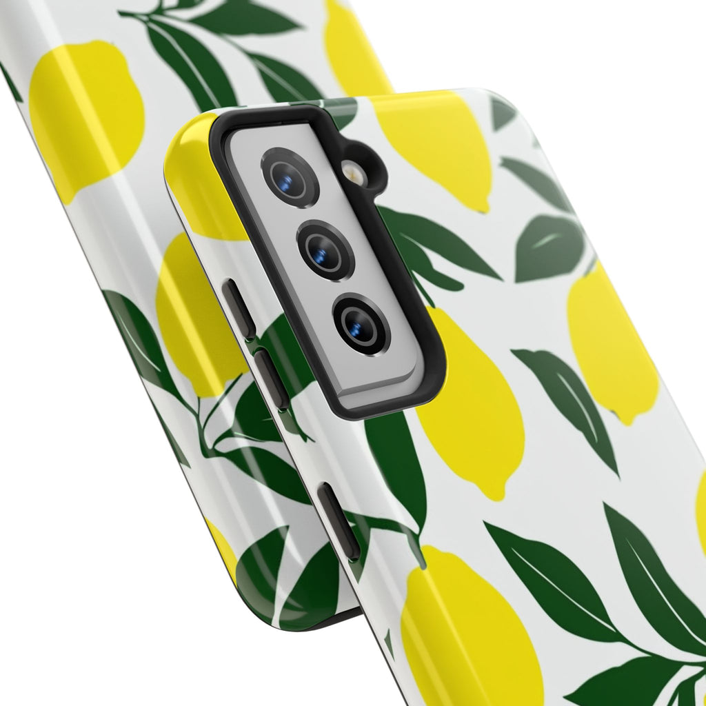 Lemon Pattern Tough Phone Case — Bright Citrus Protective Phone Cover