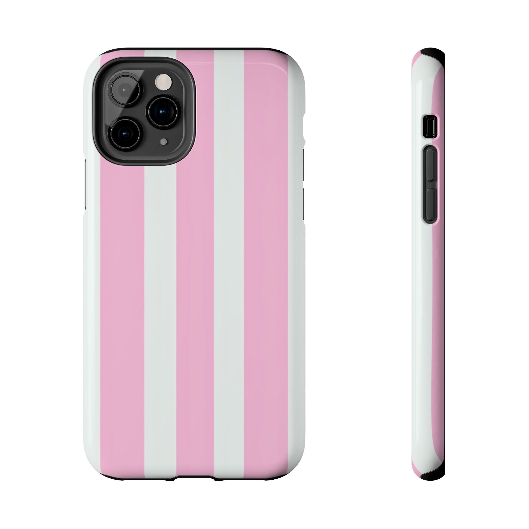 Pink & White Stripe Tough Phone Case — Protective Stripe iPhone Cover