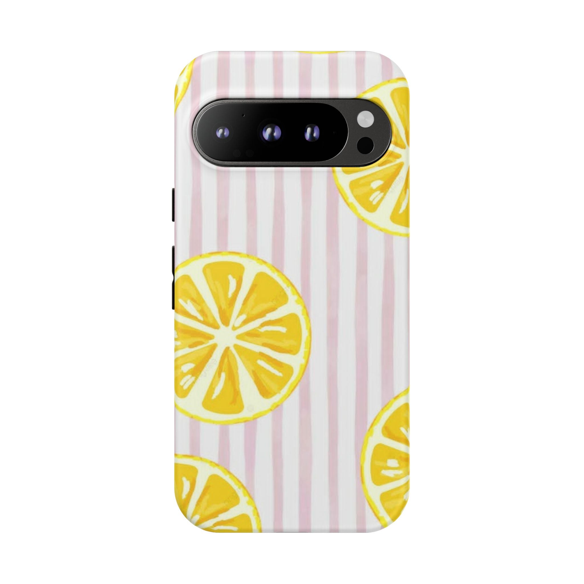 Lemon Slices Tough Case — Cute Pink Stripe Phone Cover