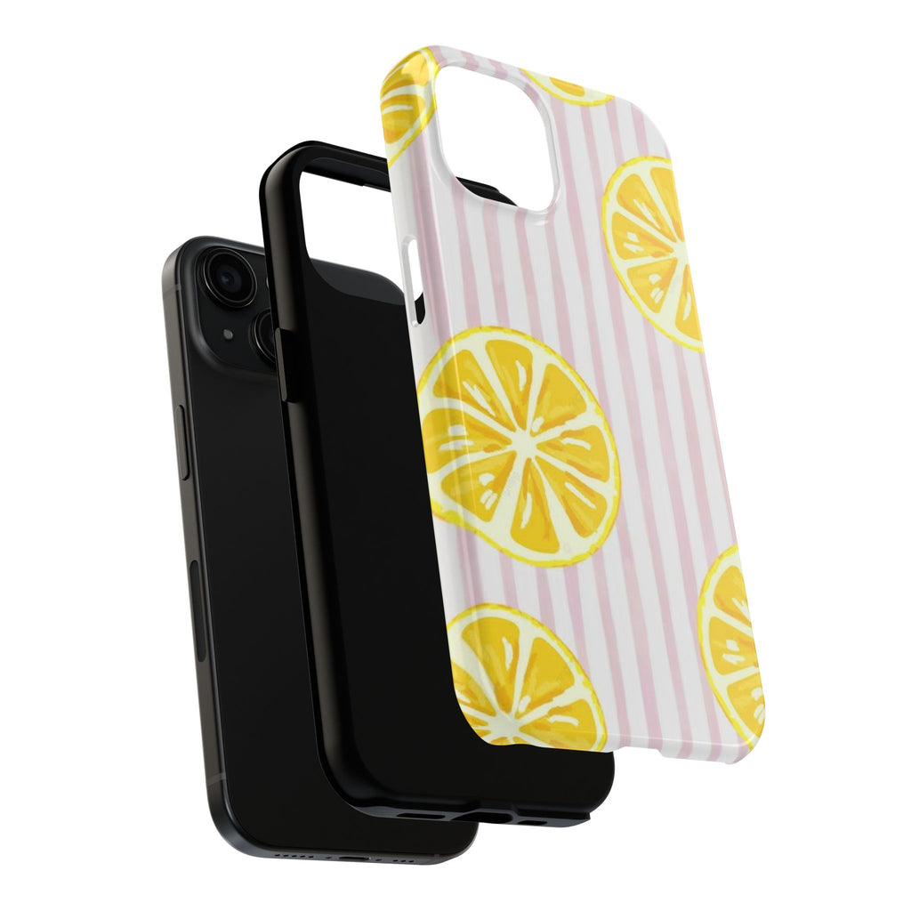 Lemon Slice Tough Phone Case — Pink Stripe Summer Protective Cover