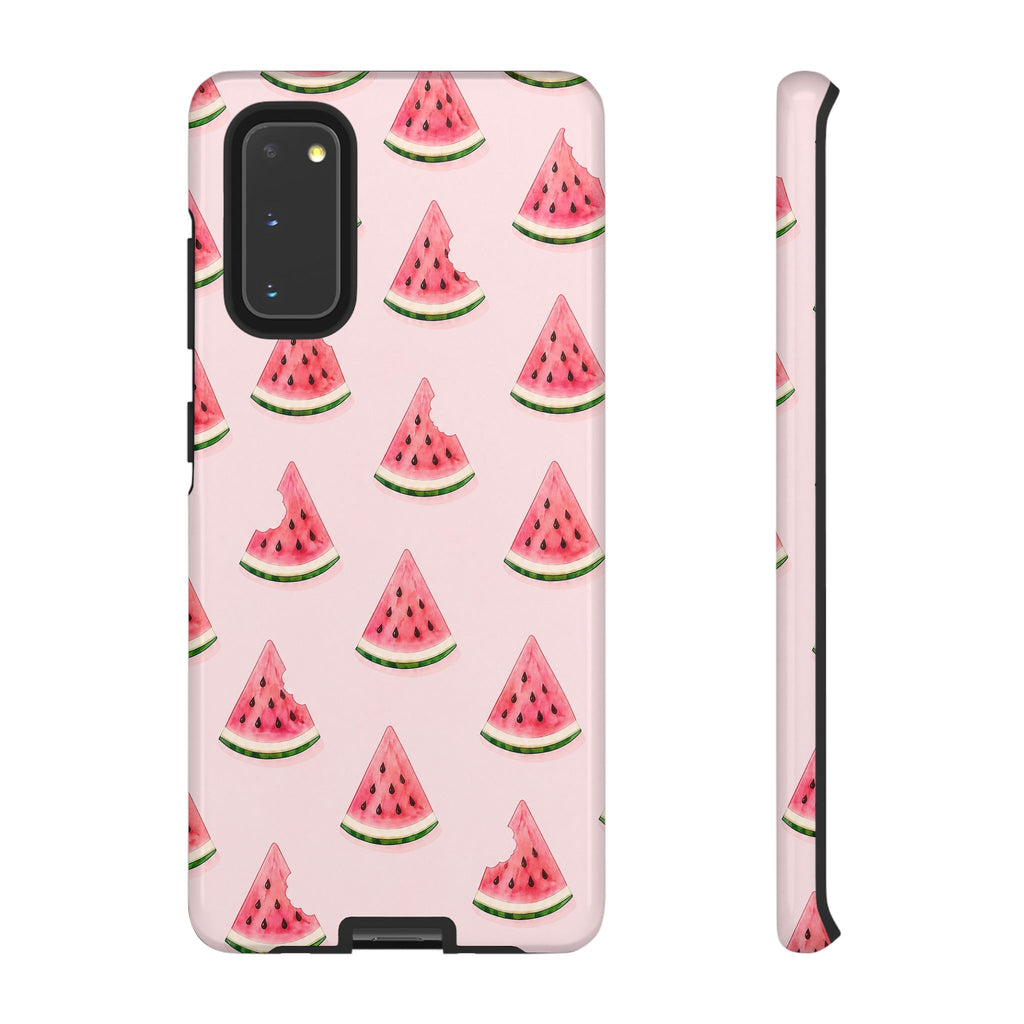 Watermelon Pattern Tough Phone Case — Pink Fruit Slice Protective Case