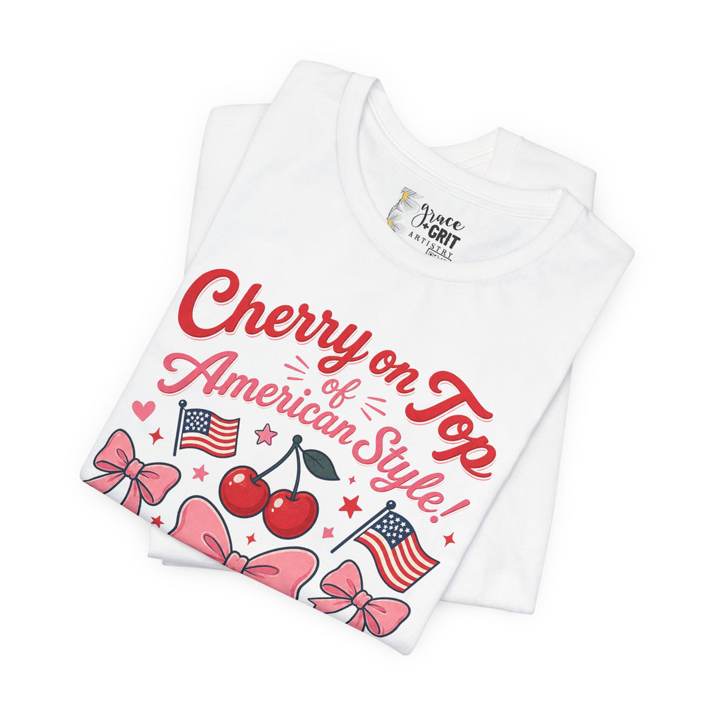 Cherry on Top American Style Tee — Patriotic Cherry Graphic Shirt
