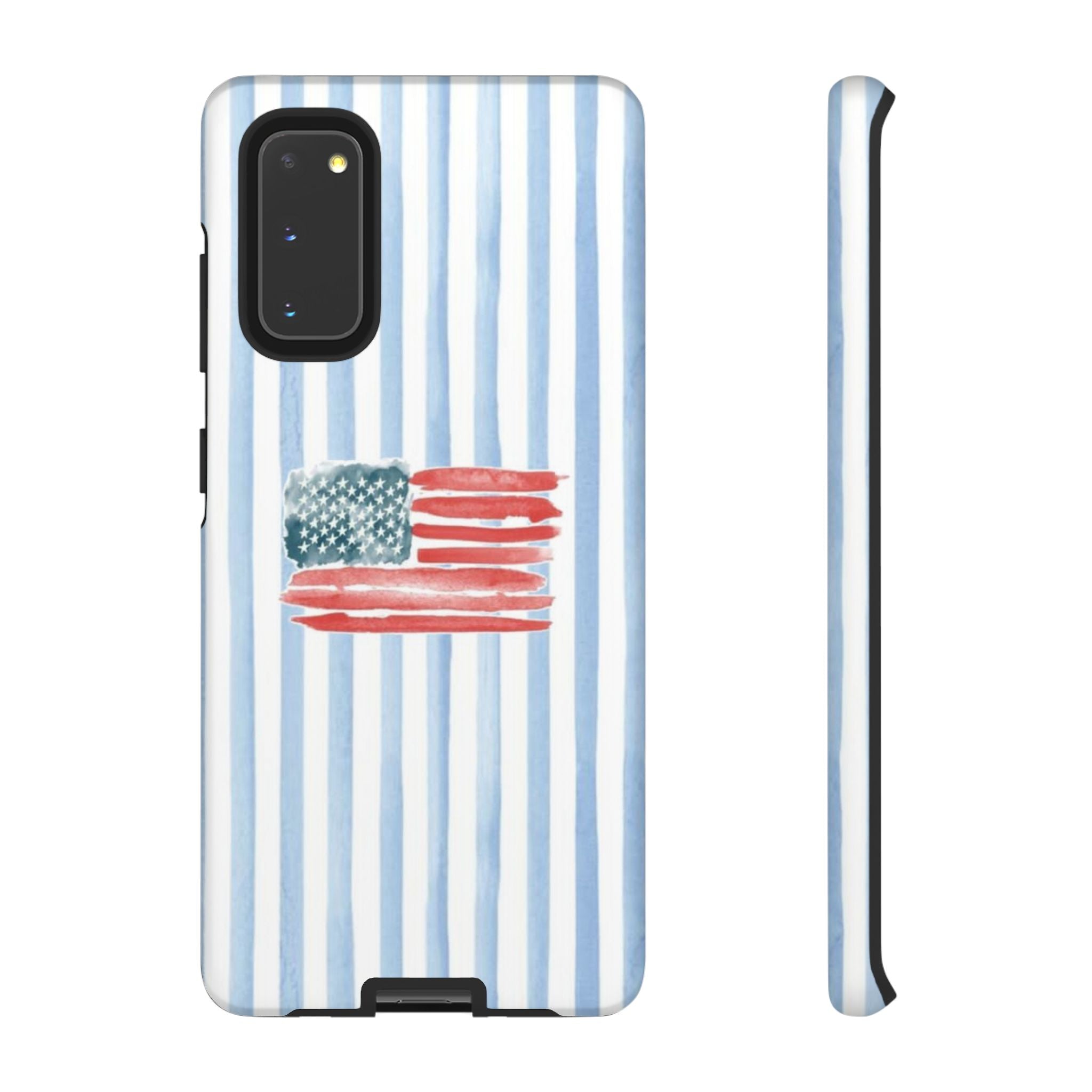 American Flag Watercolor Phone Case - Blue Stripe Tough Case