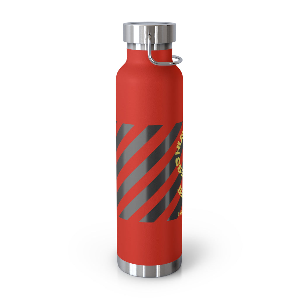 22oz Vacuum Water Bottle — Striped ‘Coffee, Hustle, More’ Insulated Stainless Flask
