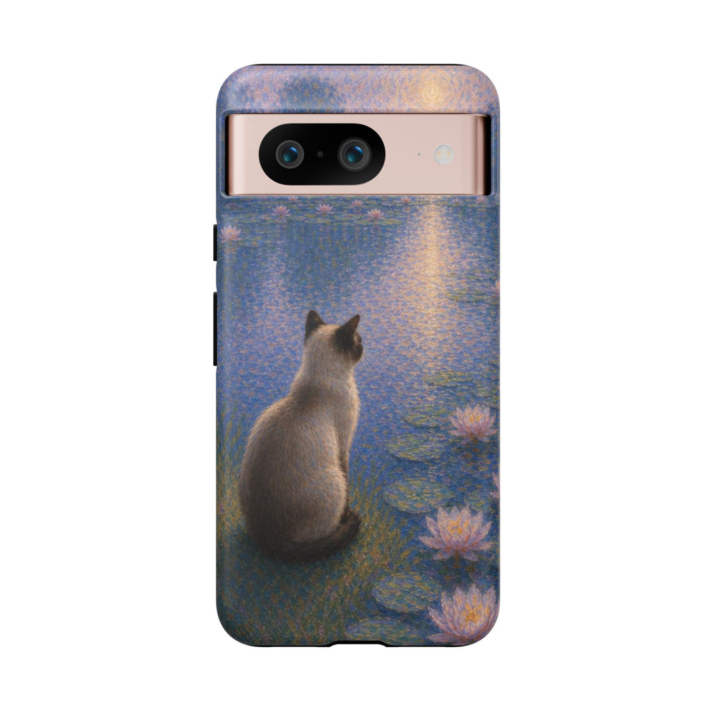 Cat Moonlight Phone Case — Serene Siamese by Lily Pond