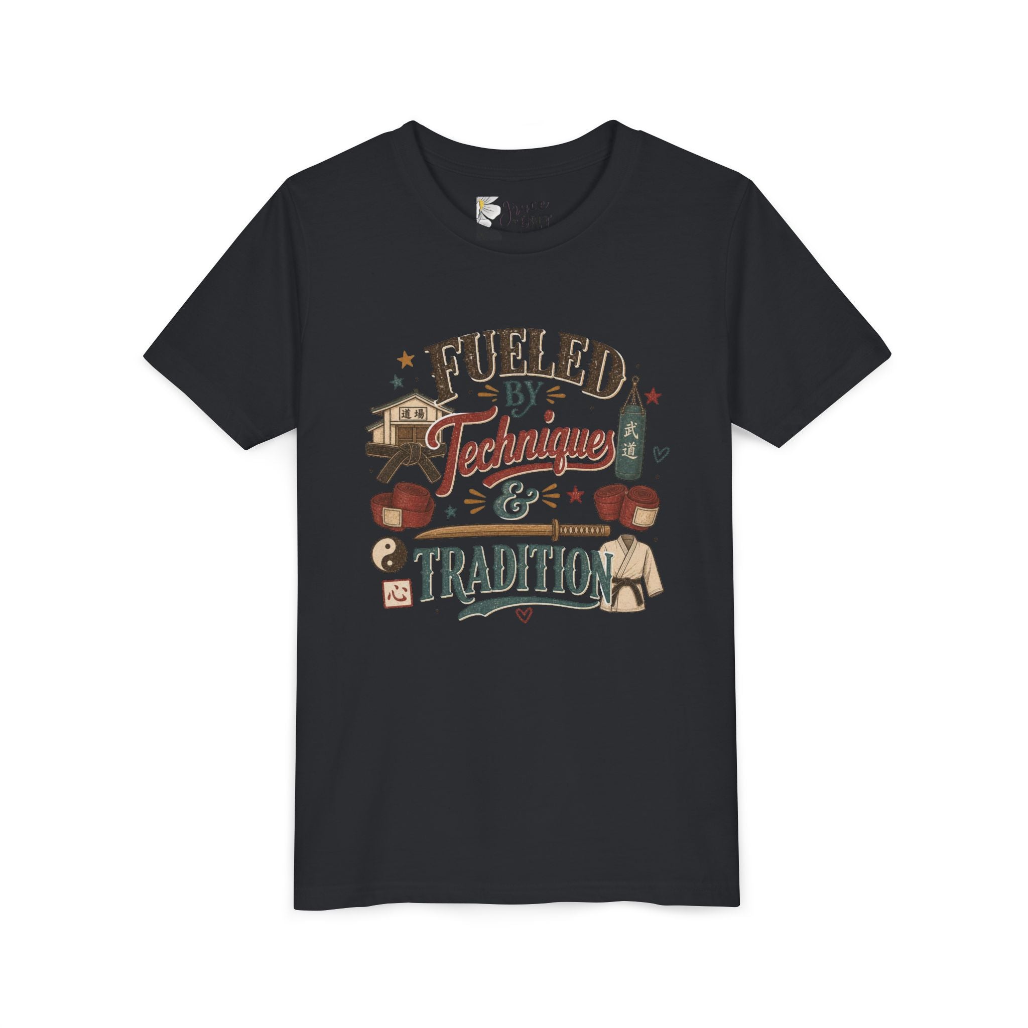 Fueled by Techniques & Tradition Youth Tee | Martial Arts Karate Graphic Shirt
