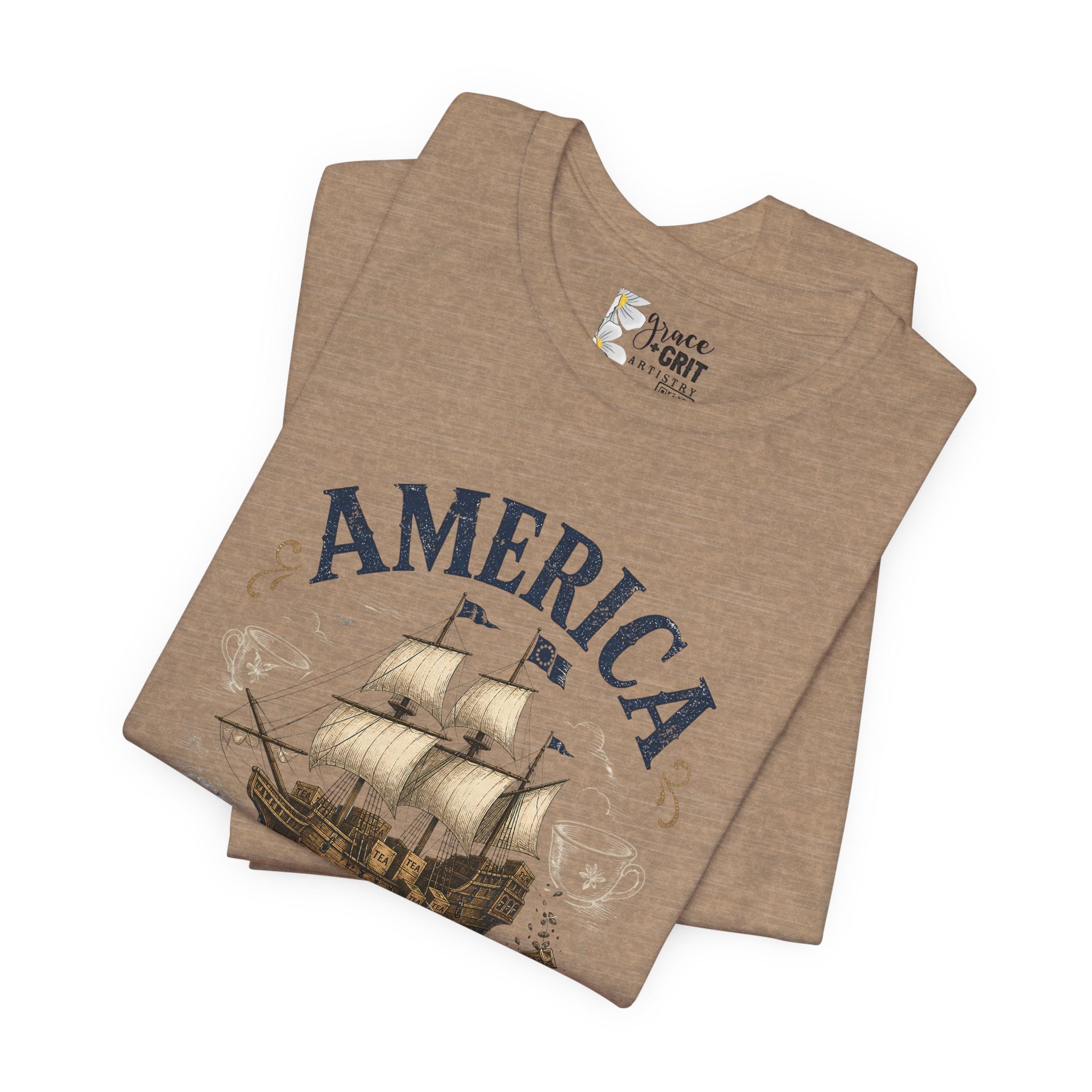 America Spilling the Tea 1773 T‑Shirt — Boston Tea Party Vintage Ship Tee