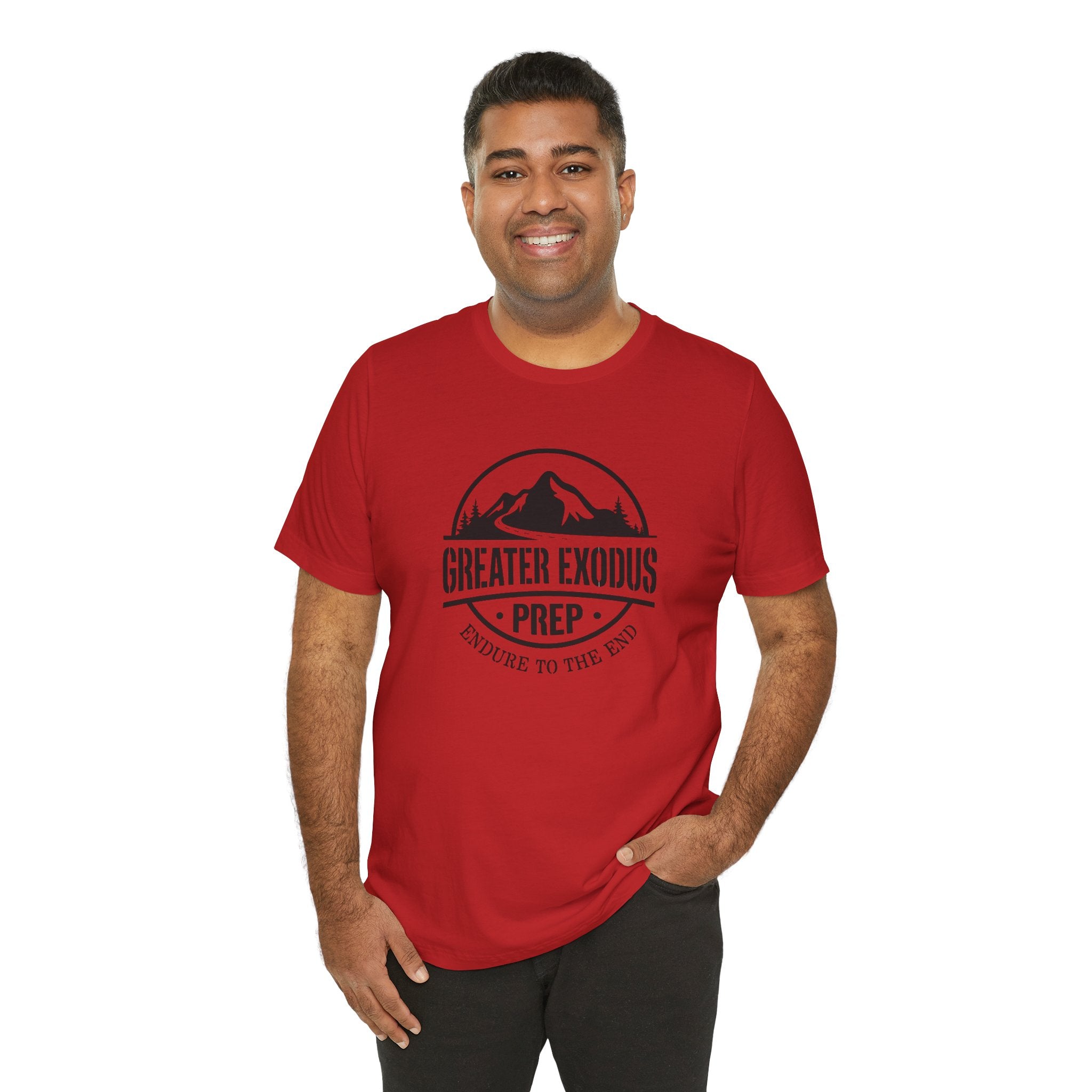 Greater Exodus Prep T-Shirt — Mountain Logo “Endure to the End” Adventure Tee