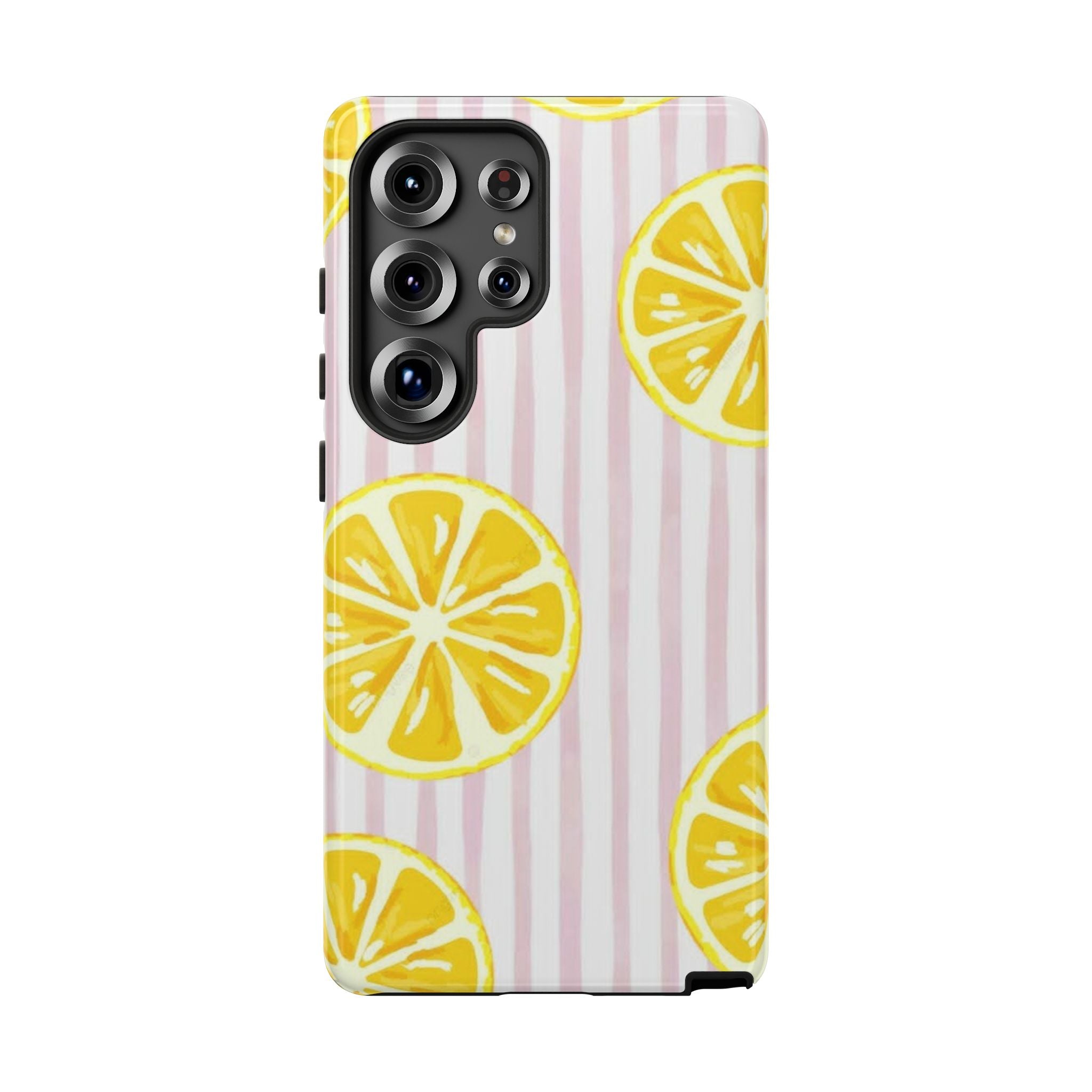 Lemon Slices Tough Case — Cute Pink Stripe Phone Cover