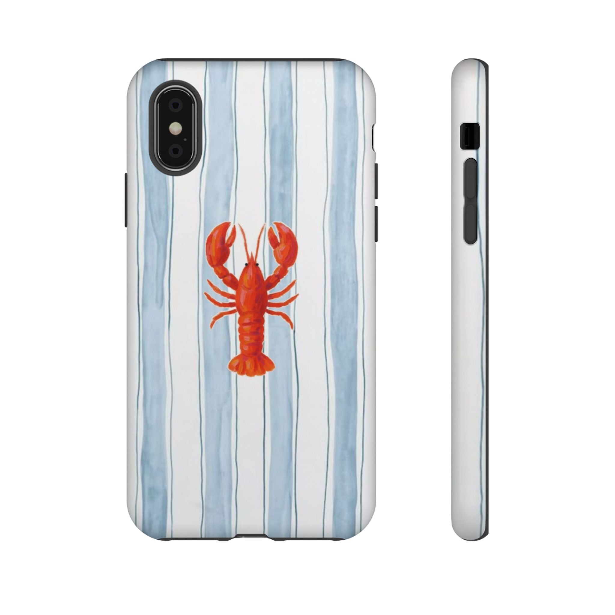 Lobster Stripe Phone Case — Nautical Blue & White Protective Cover