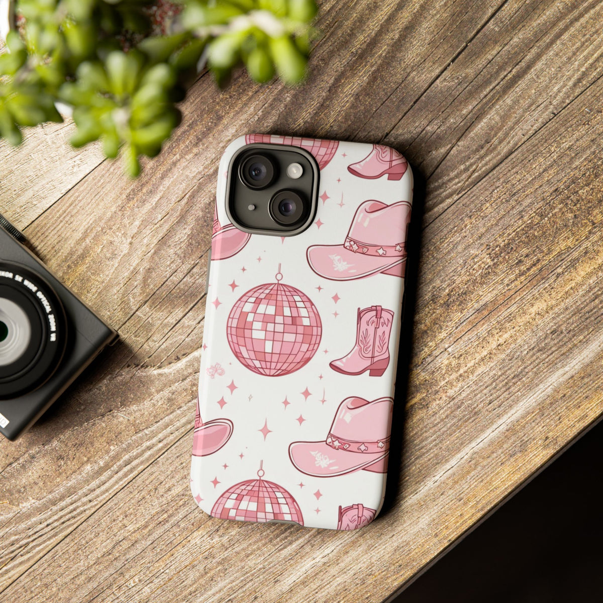 Pink Cowboy Boots & Disco Balls Tough Phone Case