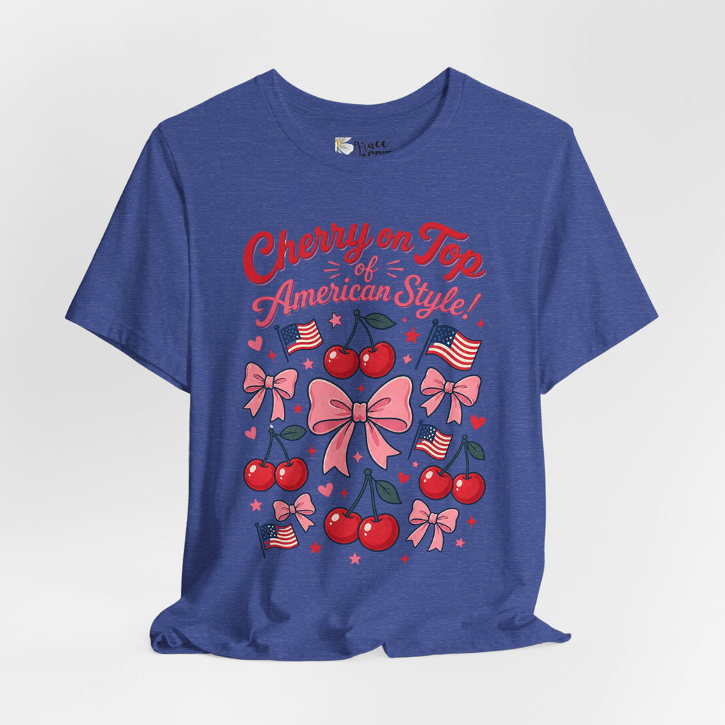 Cherry on Top American Style Tee — Patriotic Cherry Graphic Shirt