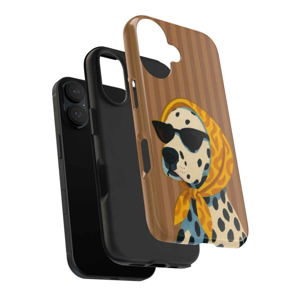 Dalmatian in Scarf Tough Phone Case — Retro Dog Print Protective Cover