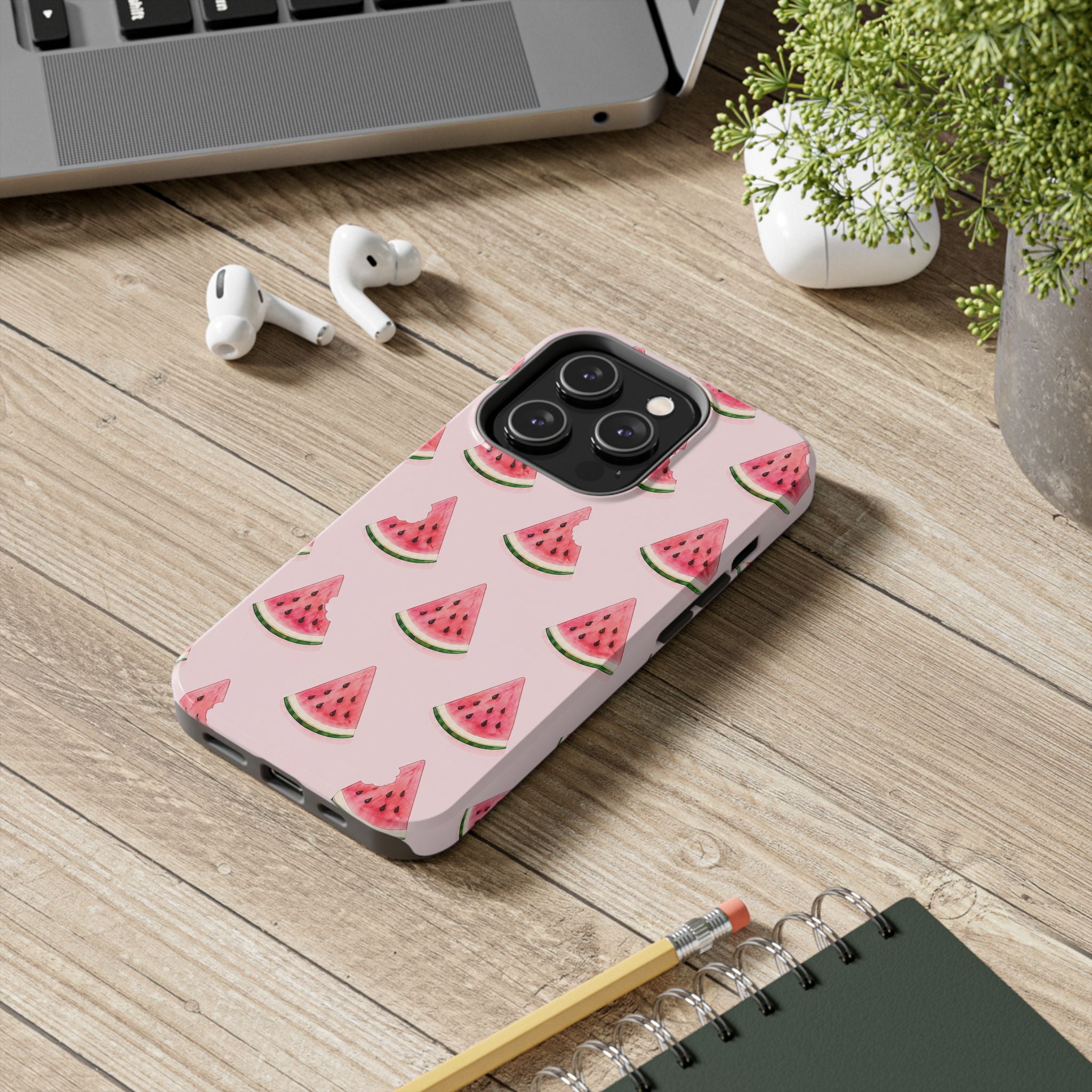 Watermelon Slice Tough Phone Case — Pink Fruit Pattern, Summer Phone Cover