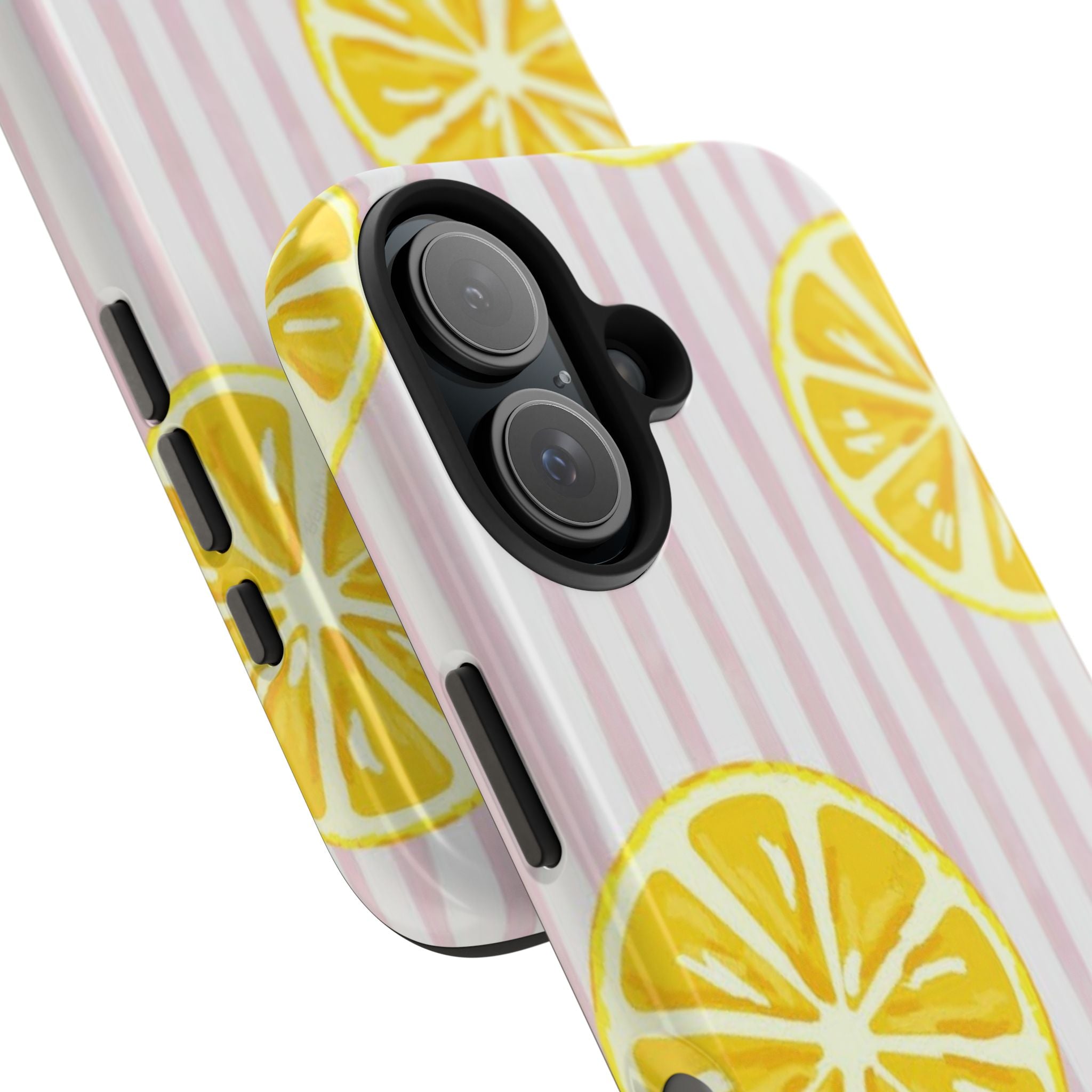 Lemon Slice Tough Phone Case — Pink Stripe Summer Protective Cover
