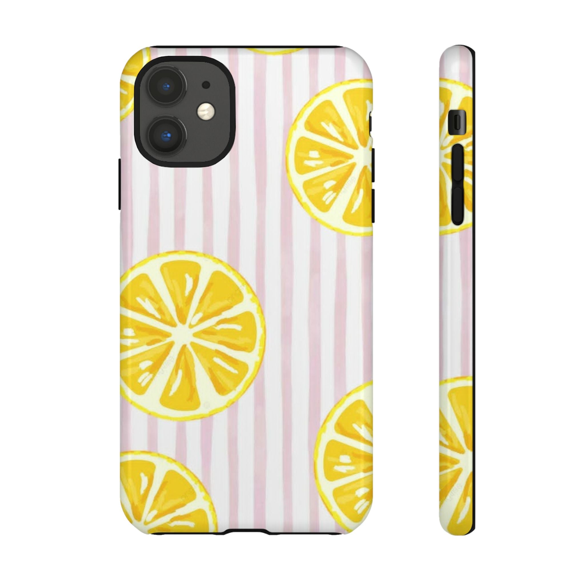Lemon Slices Tough Case — Cute Pink Stripe Phone Cover