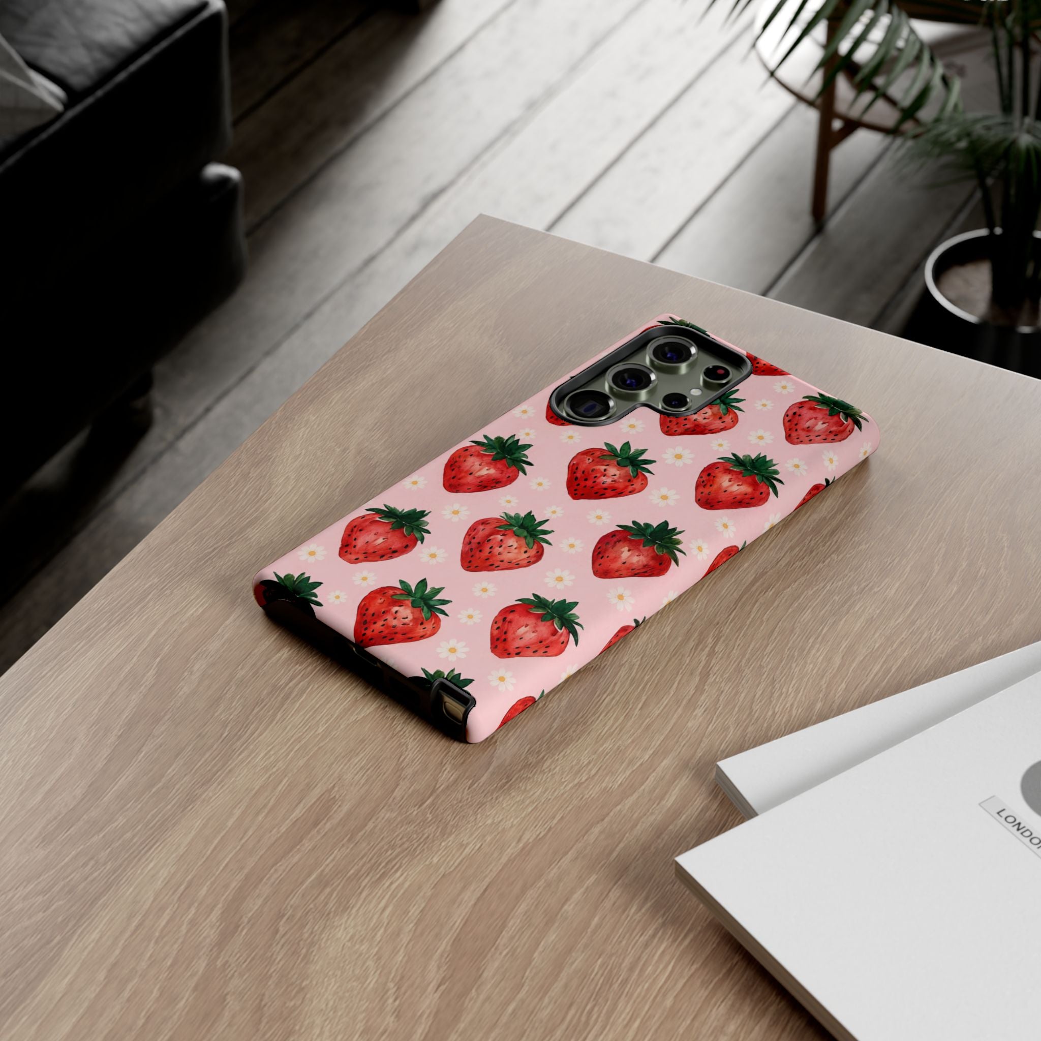 Strawberry Pattern Tough Case — Cute Pink Fruit Phone Case