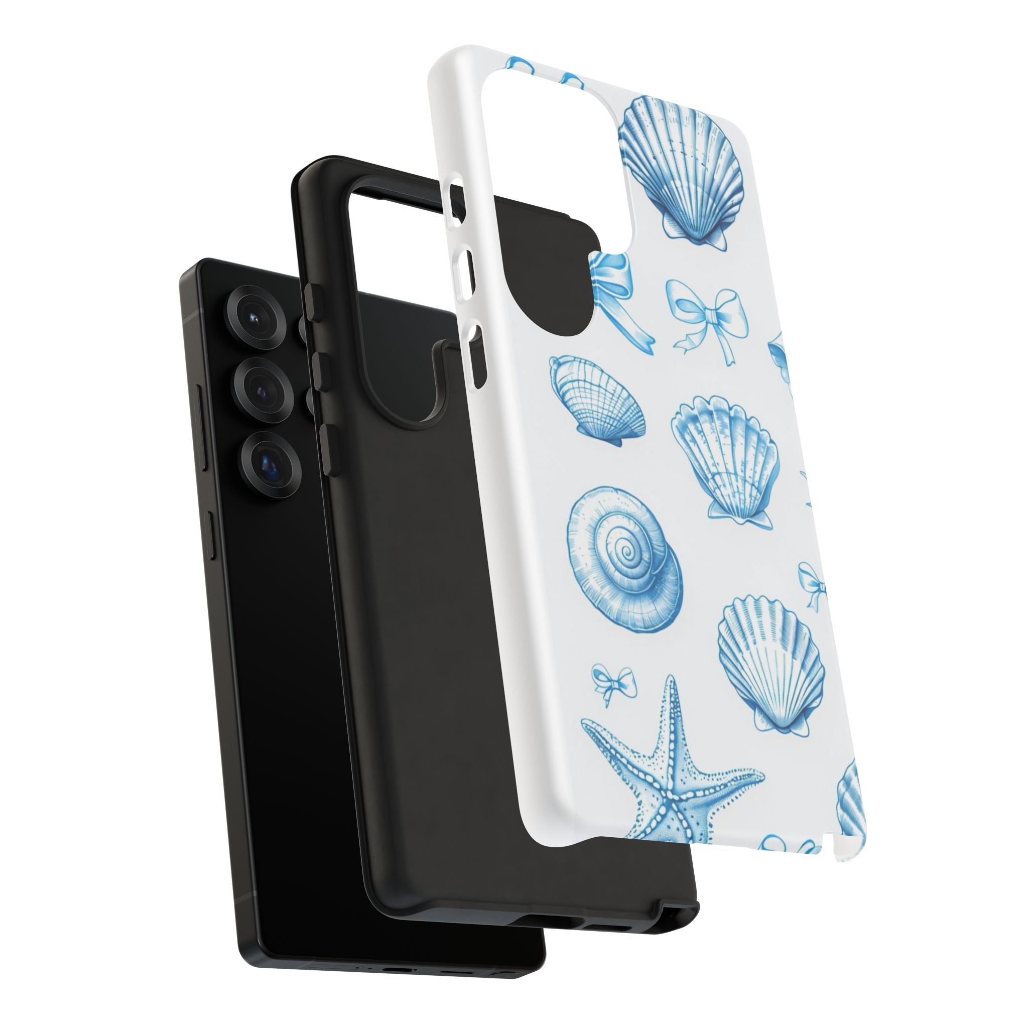 Seaside Shells Phone Case — Blue Nautical Shell & Starfish Pattern