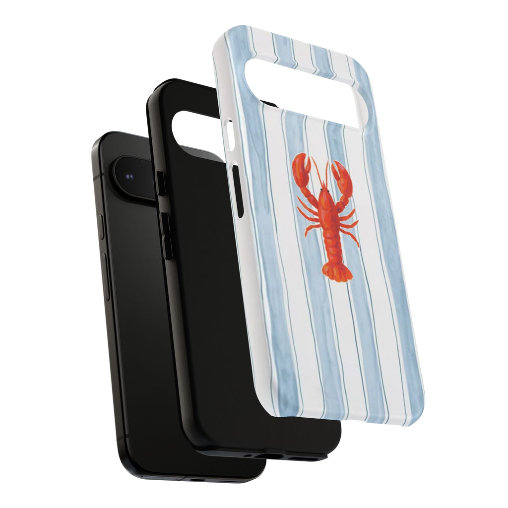 Lobster Stripe Phone Case — Nautical Blue & White Protective Cover