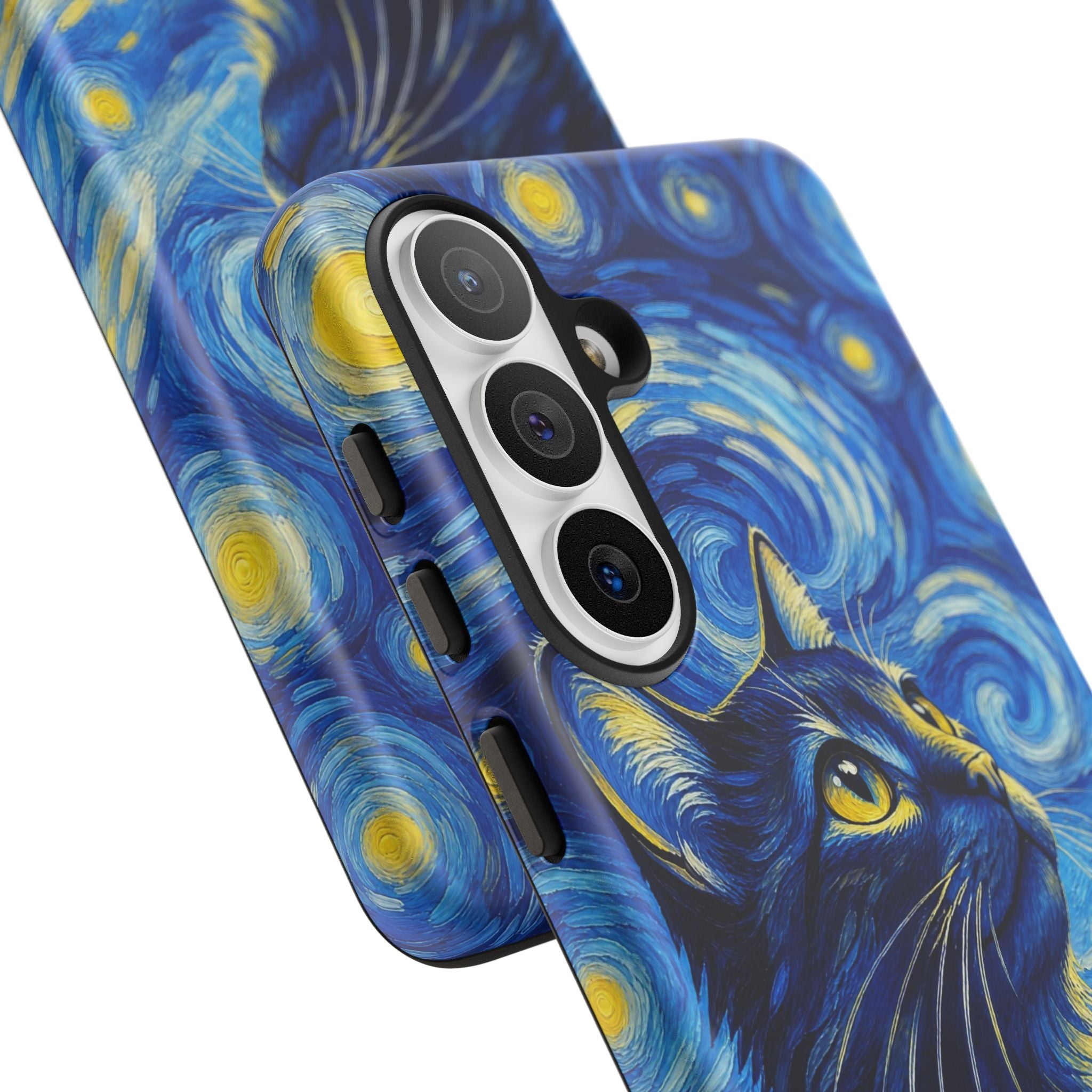 Starry Night Cat Phone Case — Van GoghStyle Blue Galaxy iPhone Cover