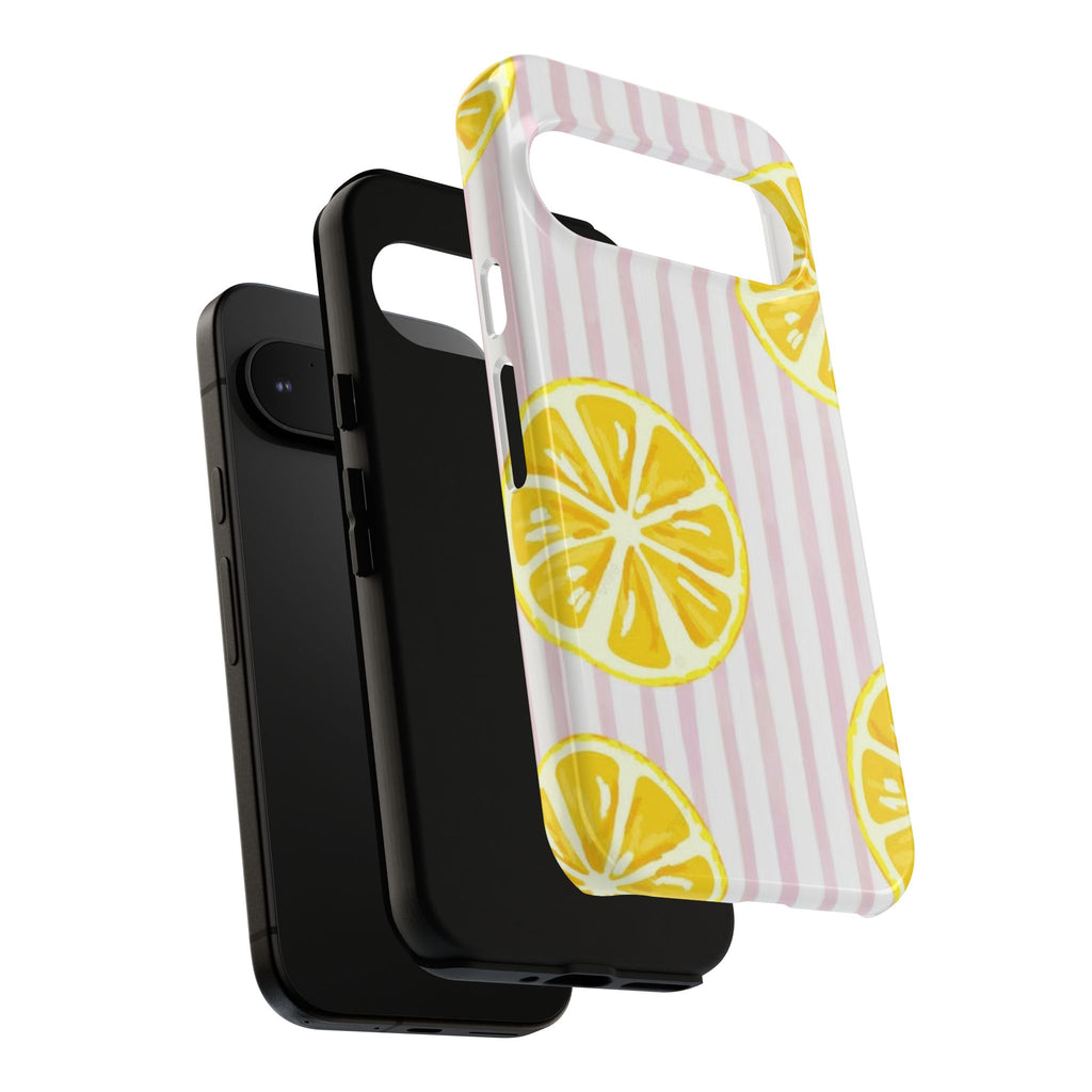 Lemon Slices Tough Case — Cute Pink Stripe Phone Cover