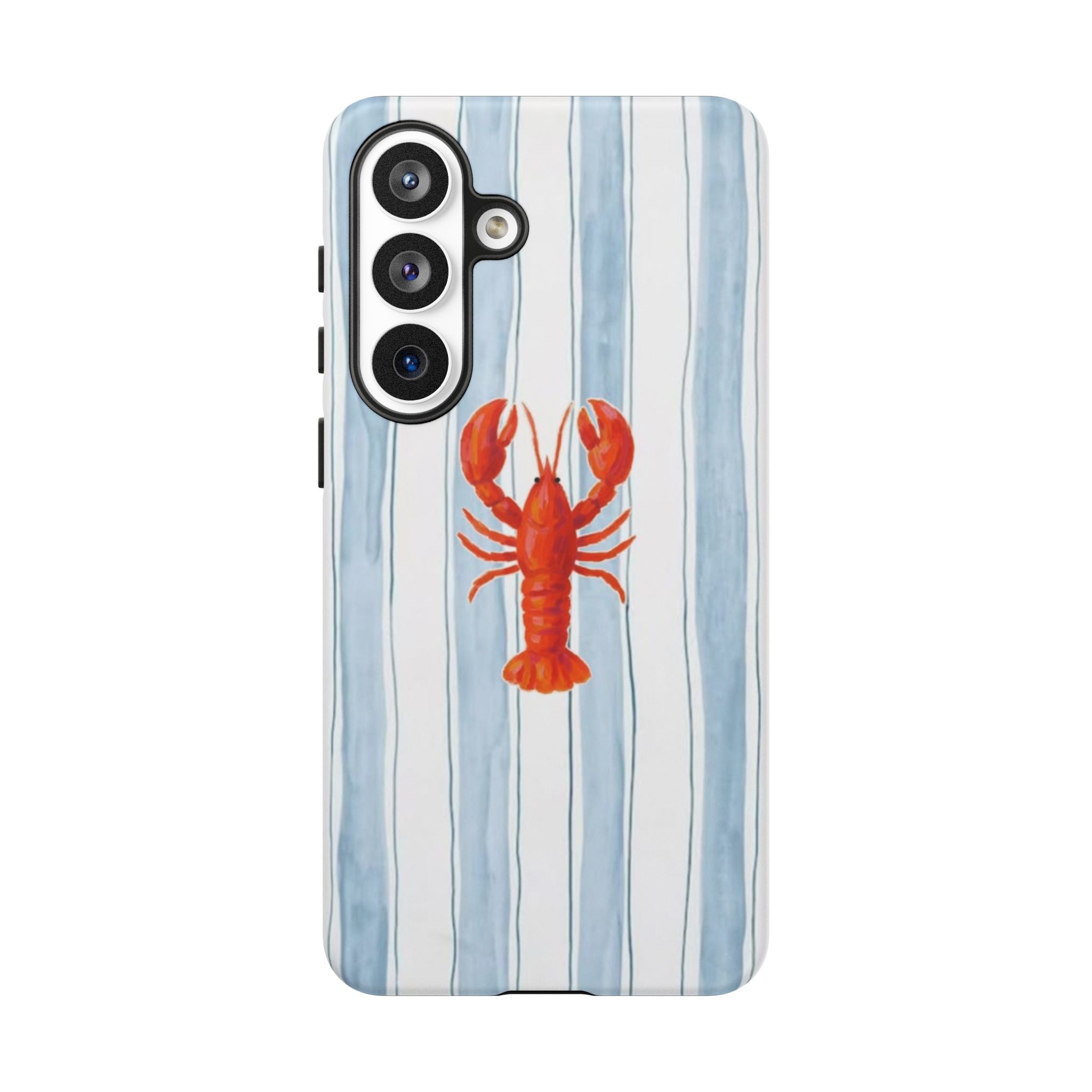 Lobster Stripe Phone Case — Nautical Blue & White Protective Cover