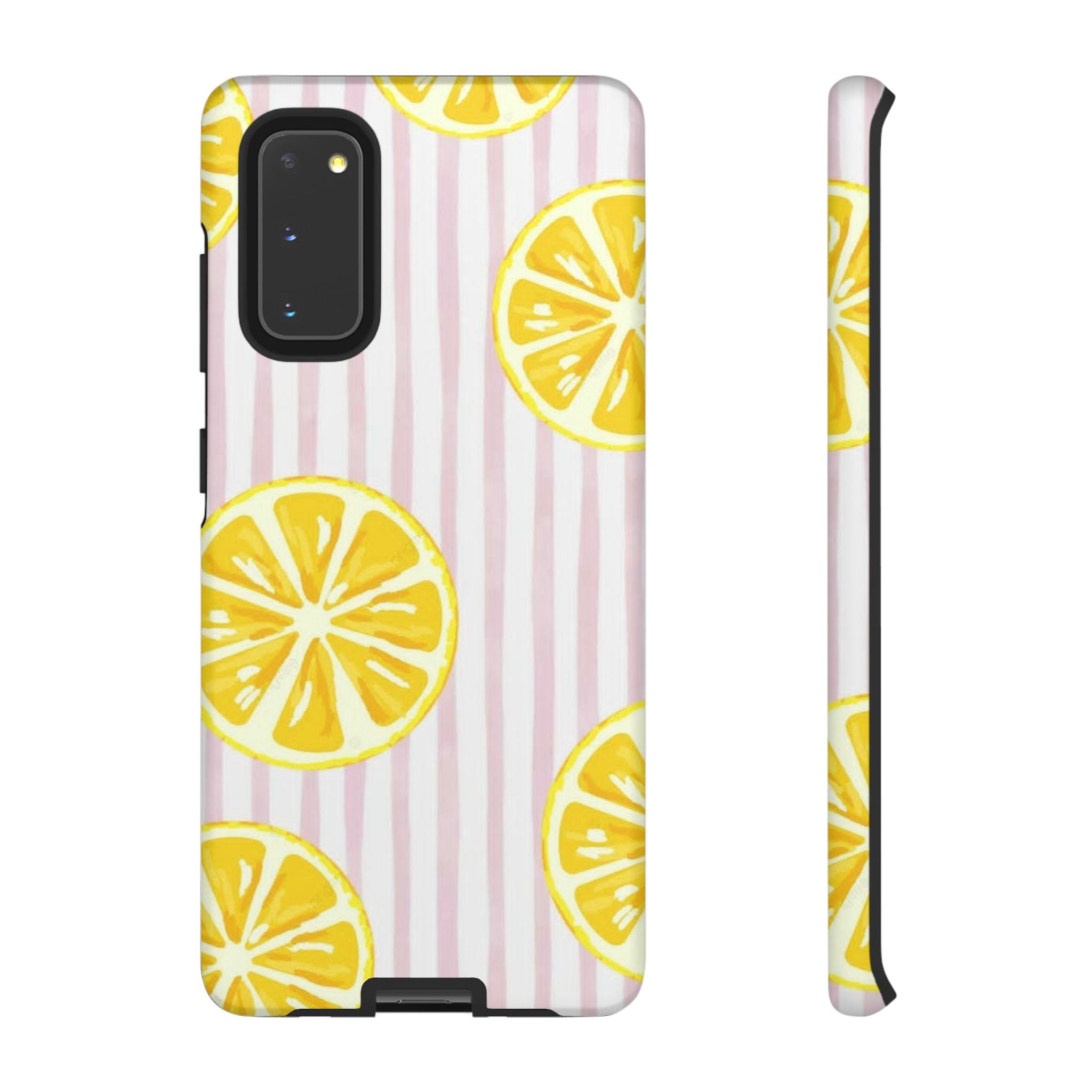 Lemon Slices Tough Case — Cute Pink Stripe Phone Cover