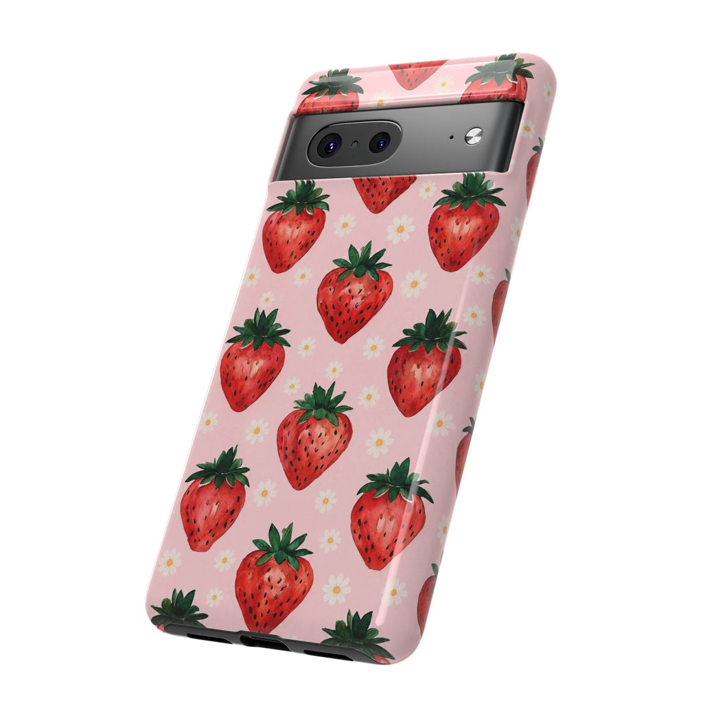 Strawberry Pattern Tough Case — Cute Pink Fruit Phone Case