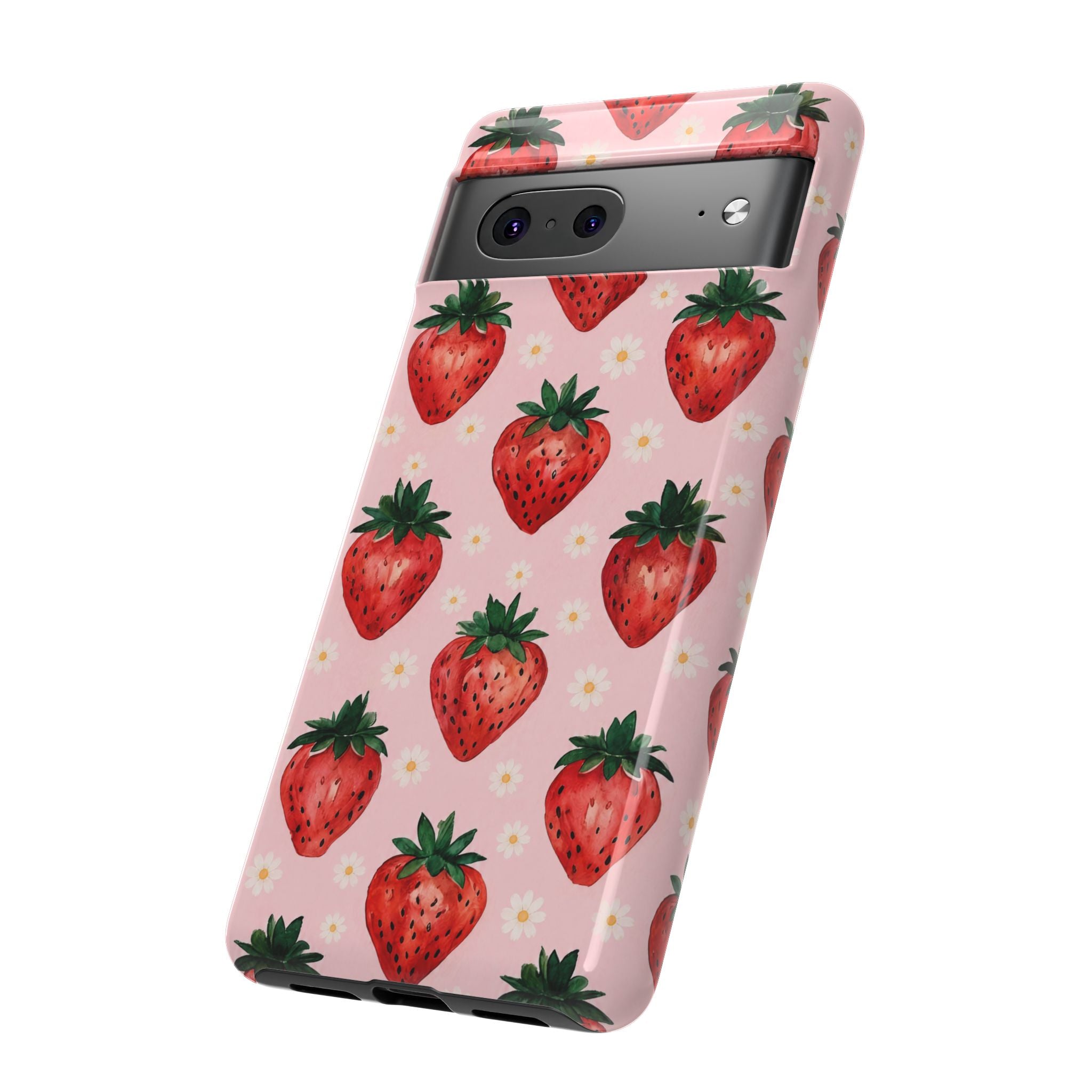 Strawberry Pattern Tough Case — Cute Pink Fruit Phone Case