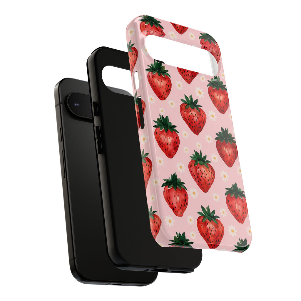 Strawberry Pattern Tough Case — Cute Pink Fruit Phone Case