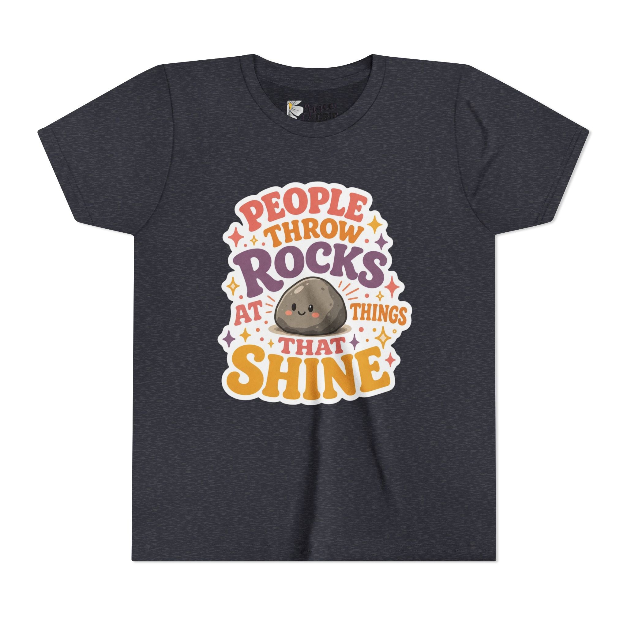 Youth Tee — "People Throw Rocks at Things That Shine" Positive Graphic Tee