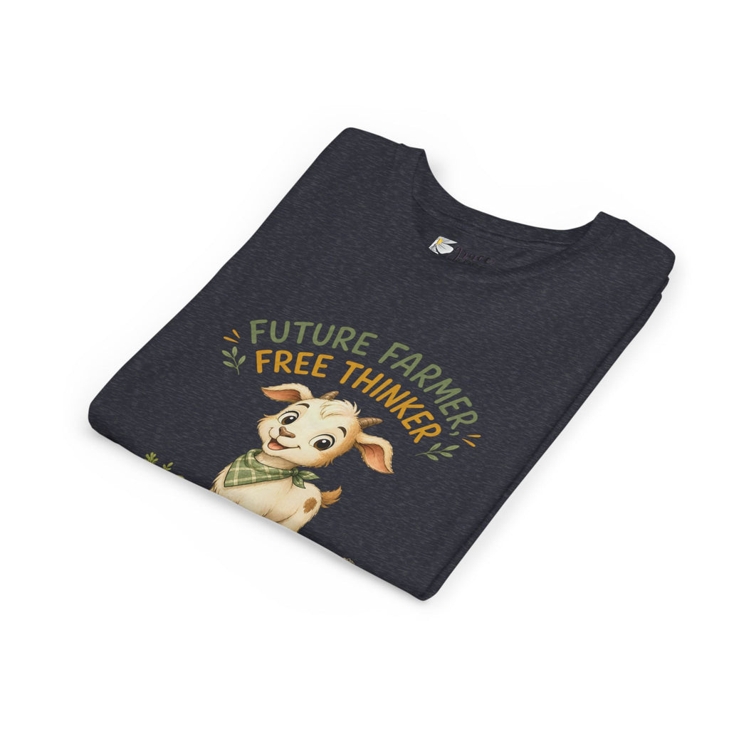 Youth Tee — "Future Farmer, Free Thinker" Cute Goat Kids Shirt