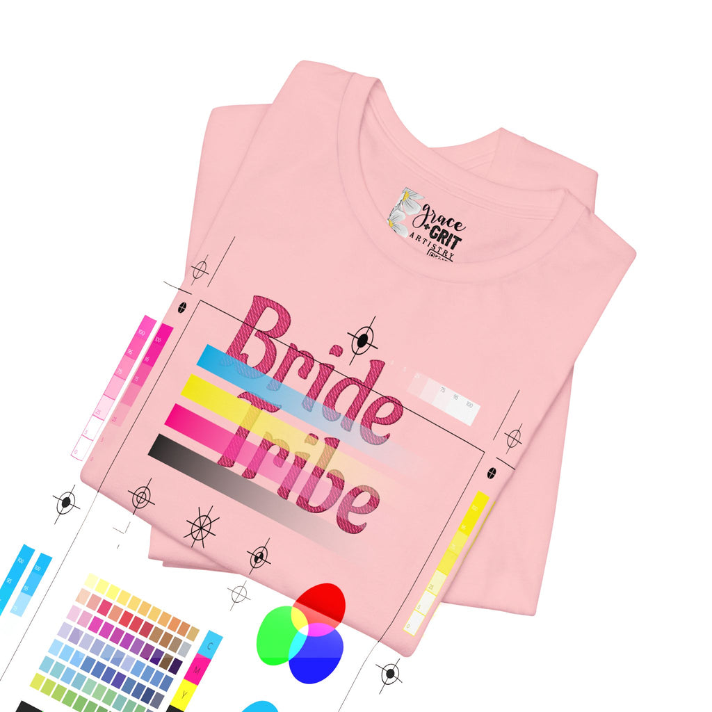 Embroidered Bride Tribe T‑Shirt — Pink Bachelorette Party Tee