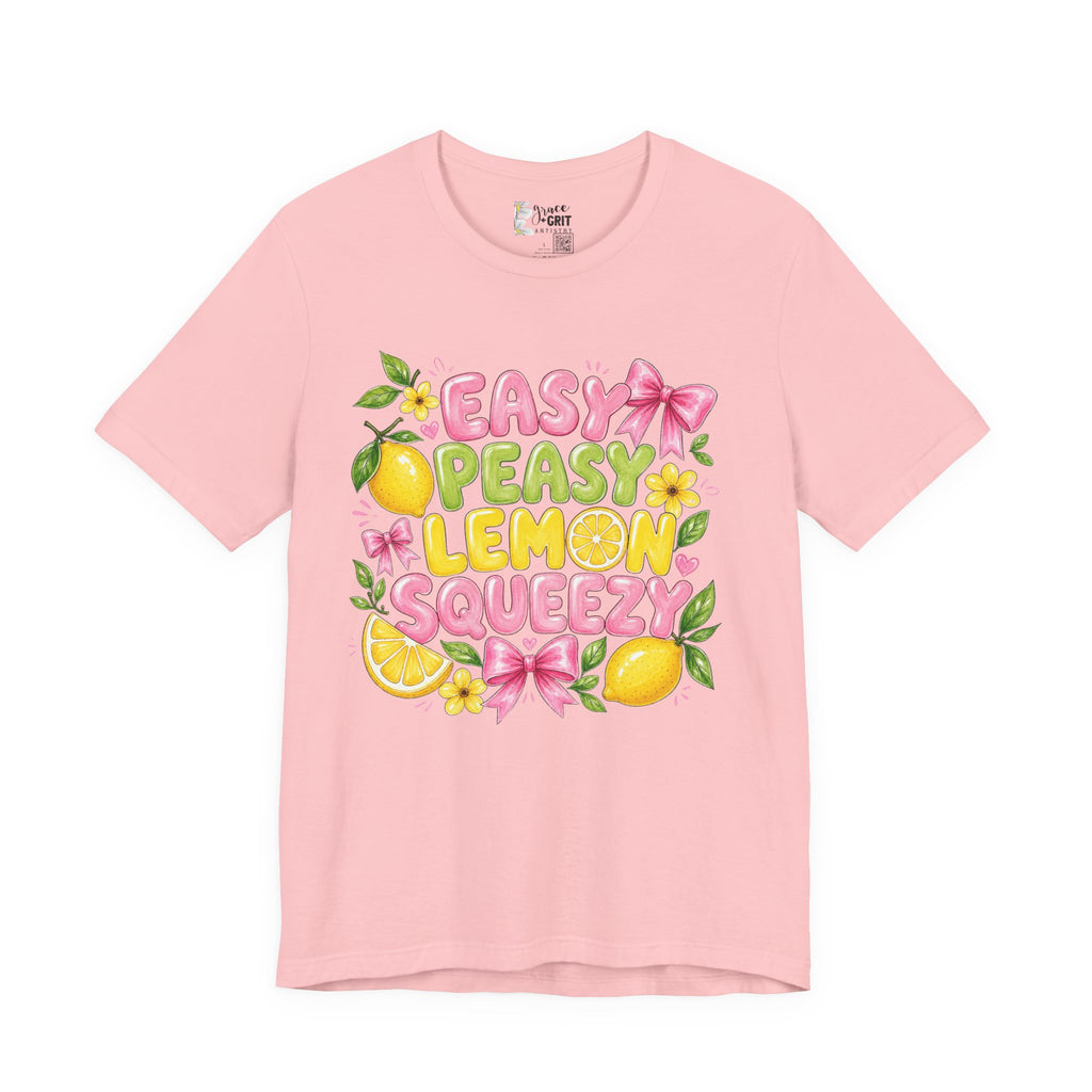 Easy Peasy Lemon Squeezy T-Shirt — Cute Citrus Floral Graphic Tee