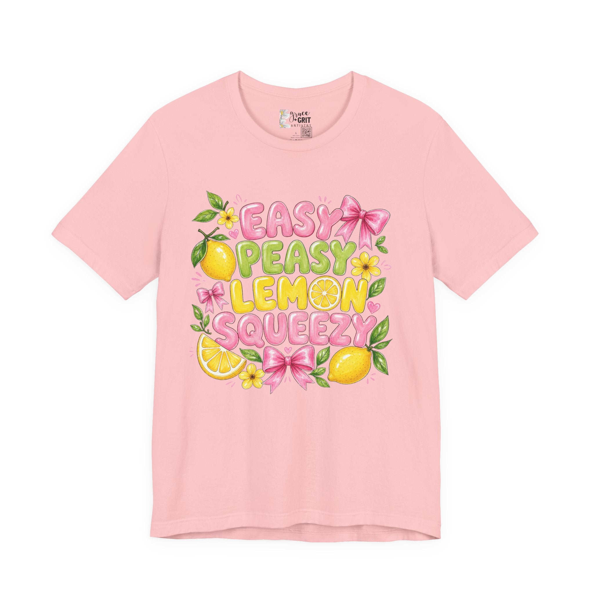 Easy Peasy Lemon Squeezy T-Shirt — Cute Citrus Floral Graphic Tee