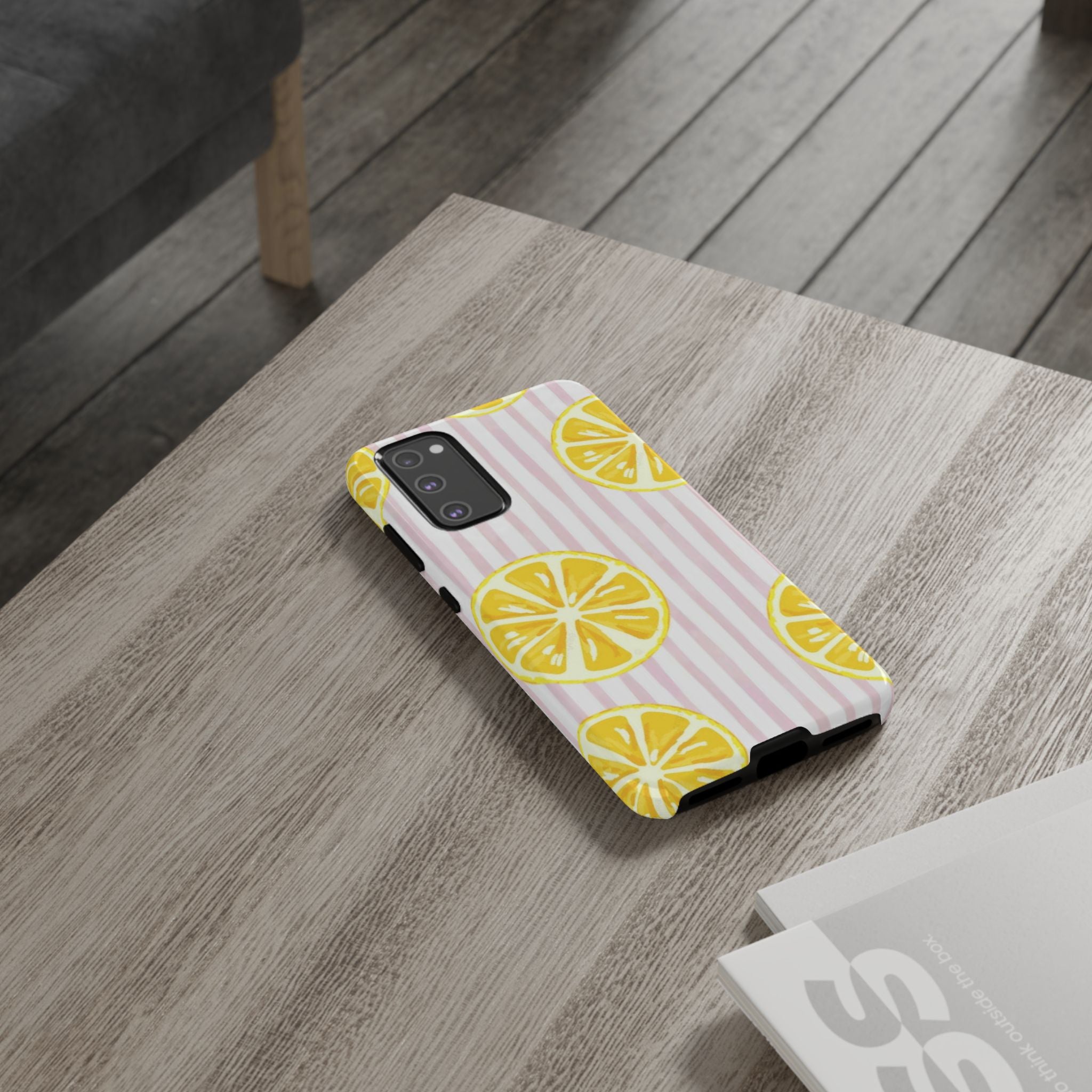 Lemon Slices Tough Case — Cute Pink Stripe Phone Cover