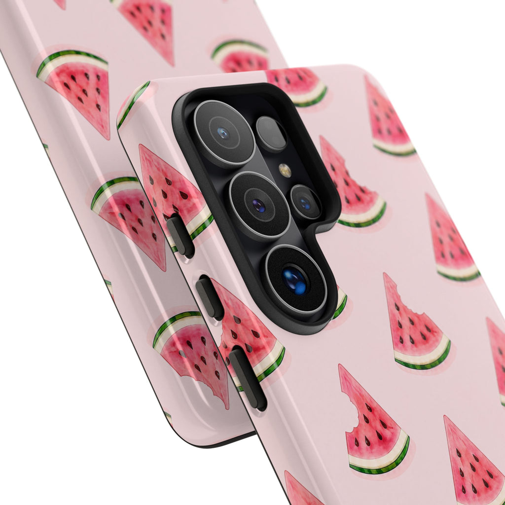 Watermelon Pattern Tough Phone Case — Pink Fruit Slice Protective Case