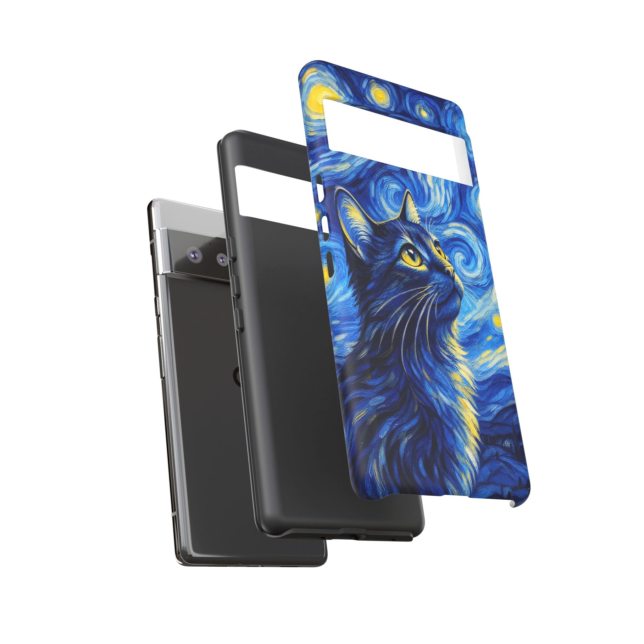 Starry Night Cat Phone Case — Van GoghStyle Blue Galaxy iPhone Cover
