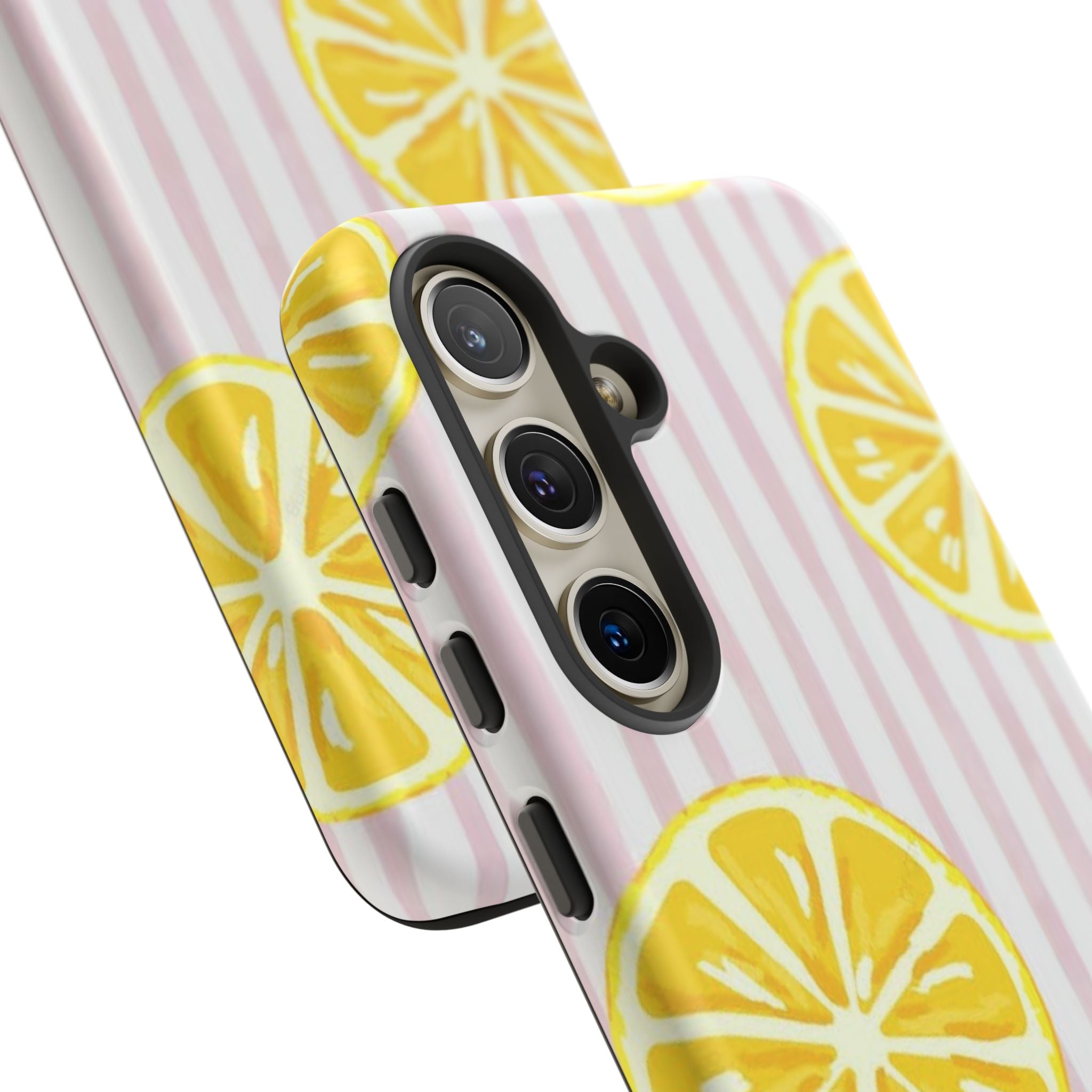 Lemon Slices Tough Case — Cute Pink Stripe Phone Cover