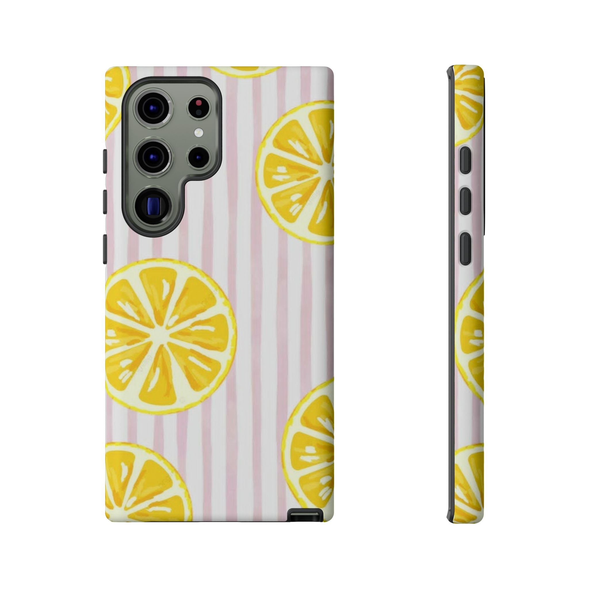 Lemon Slices Tough Case — Cute Pink Stripe Phone Cover