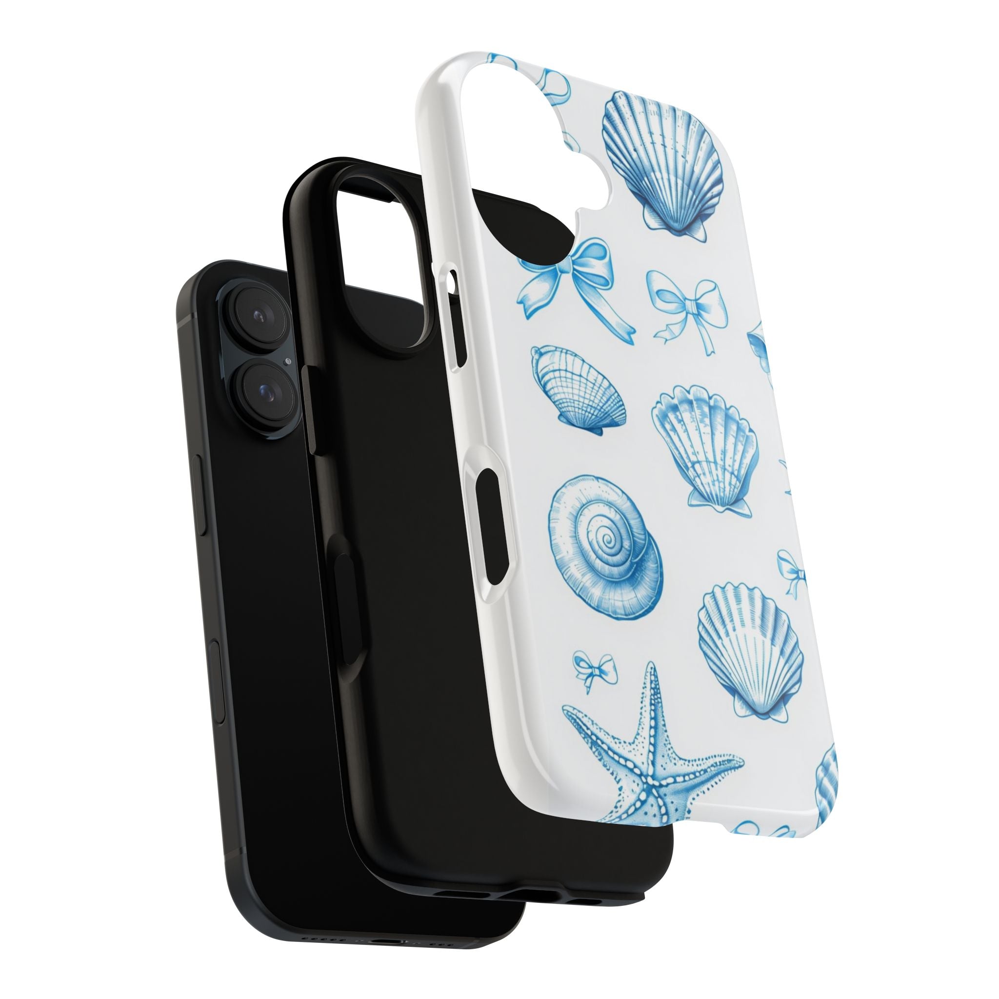 Seaside Shells Phone Case — Blue Nautical Shell & Starfish Pattern